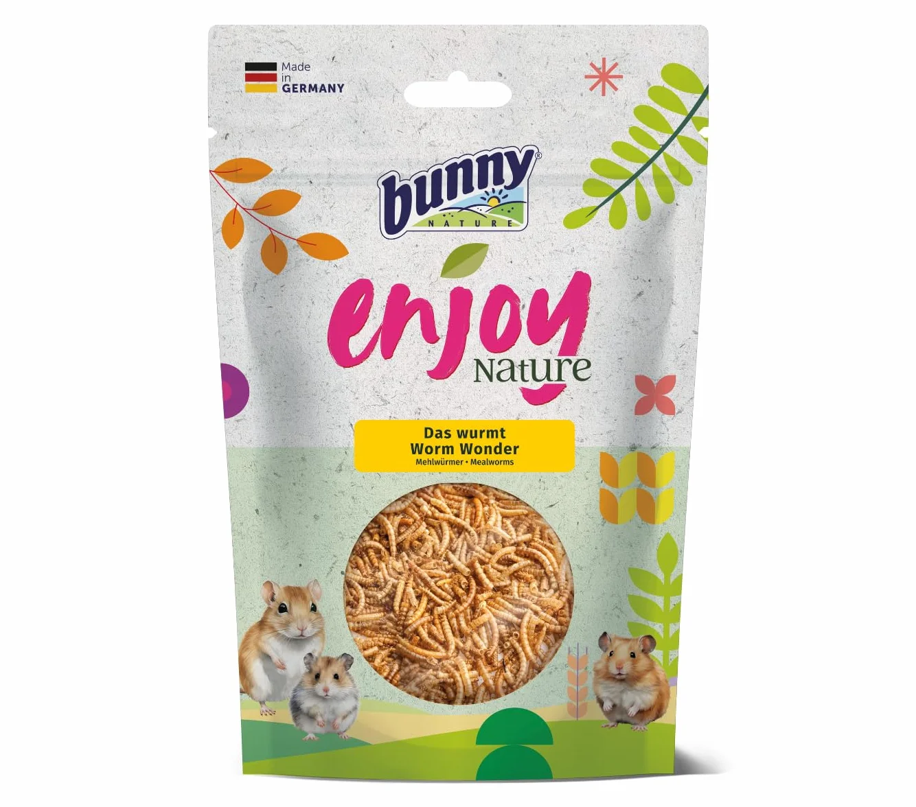Bunny EnjoyNature Das wurmt | 60 g | Mangime per criceti, topi coloranti, gerbilli e ratti | Ricco di acidi grassi Omega | Fonte di proteine di alta qualità