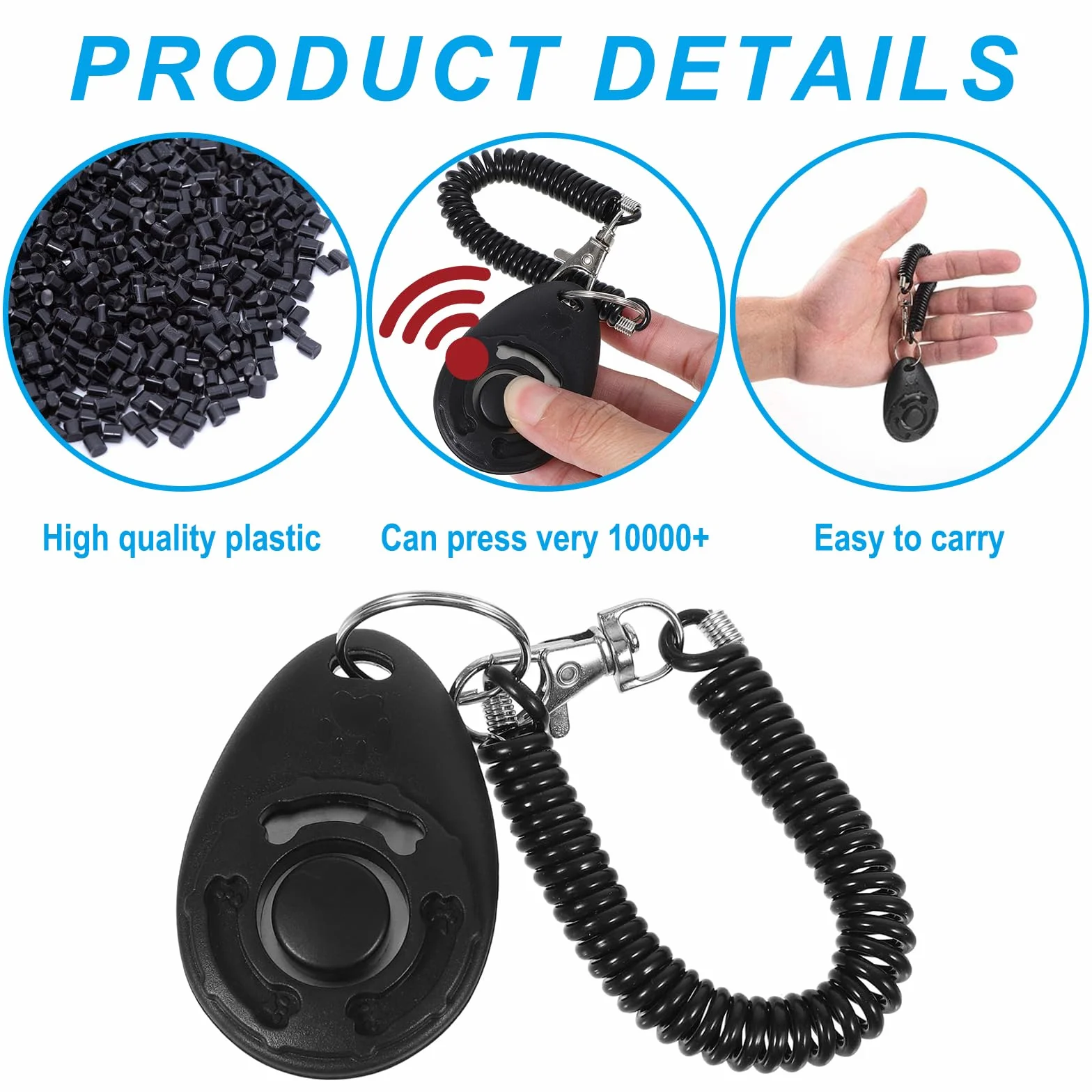 Aililong 2 Pezzi Dog Clicker - Addestramento Animali (Cani/Cuccioli/Gatti/Cavalli), Pulsante Grande, Materiali Alto qualità, Versatile
