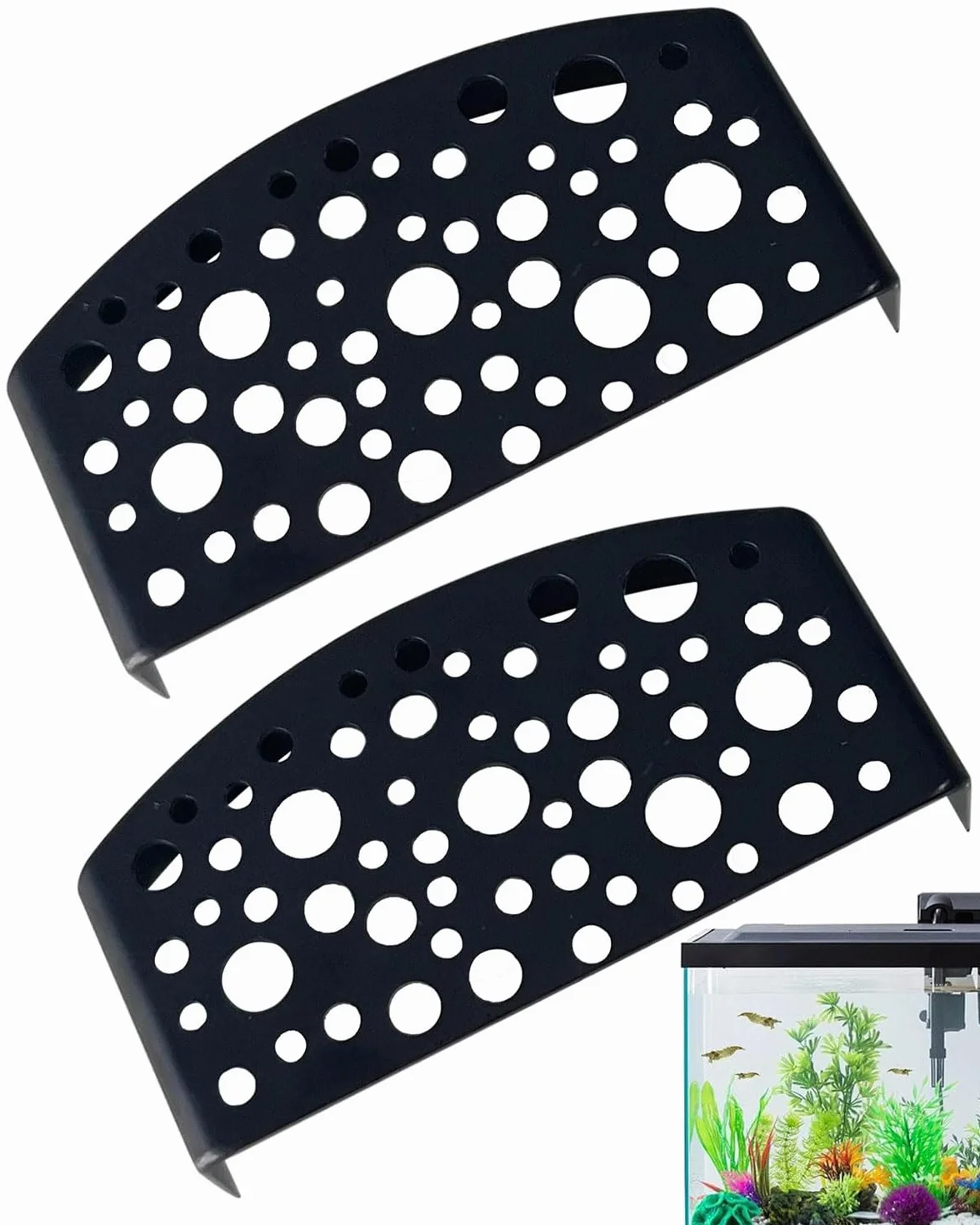 2 grotte per acquari per gamberetti - Tunnel semicircolari come riparo e protezione - Ideali per periodi di riproduzione e riposo - Design naturale per acquari d'acqua dolce (Colore: Nero)