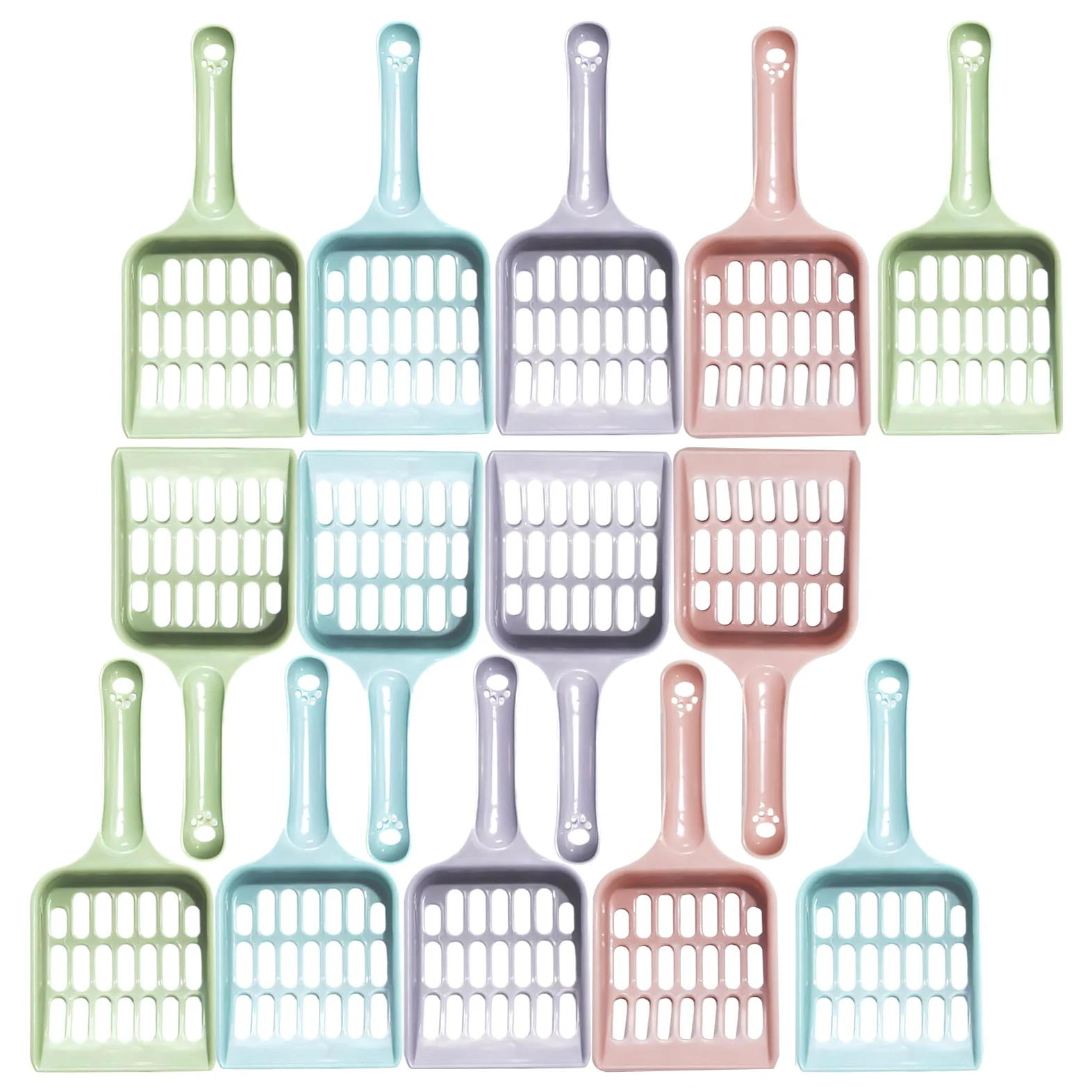 Palette per Lettiera per Gatti in Plastica Infrangibile Setaccio Fori Piccoli Piccola Paletta Leggera per Raccolta Escrementi Animali Domestici Set da 24 Pezzi Colorati per