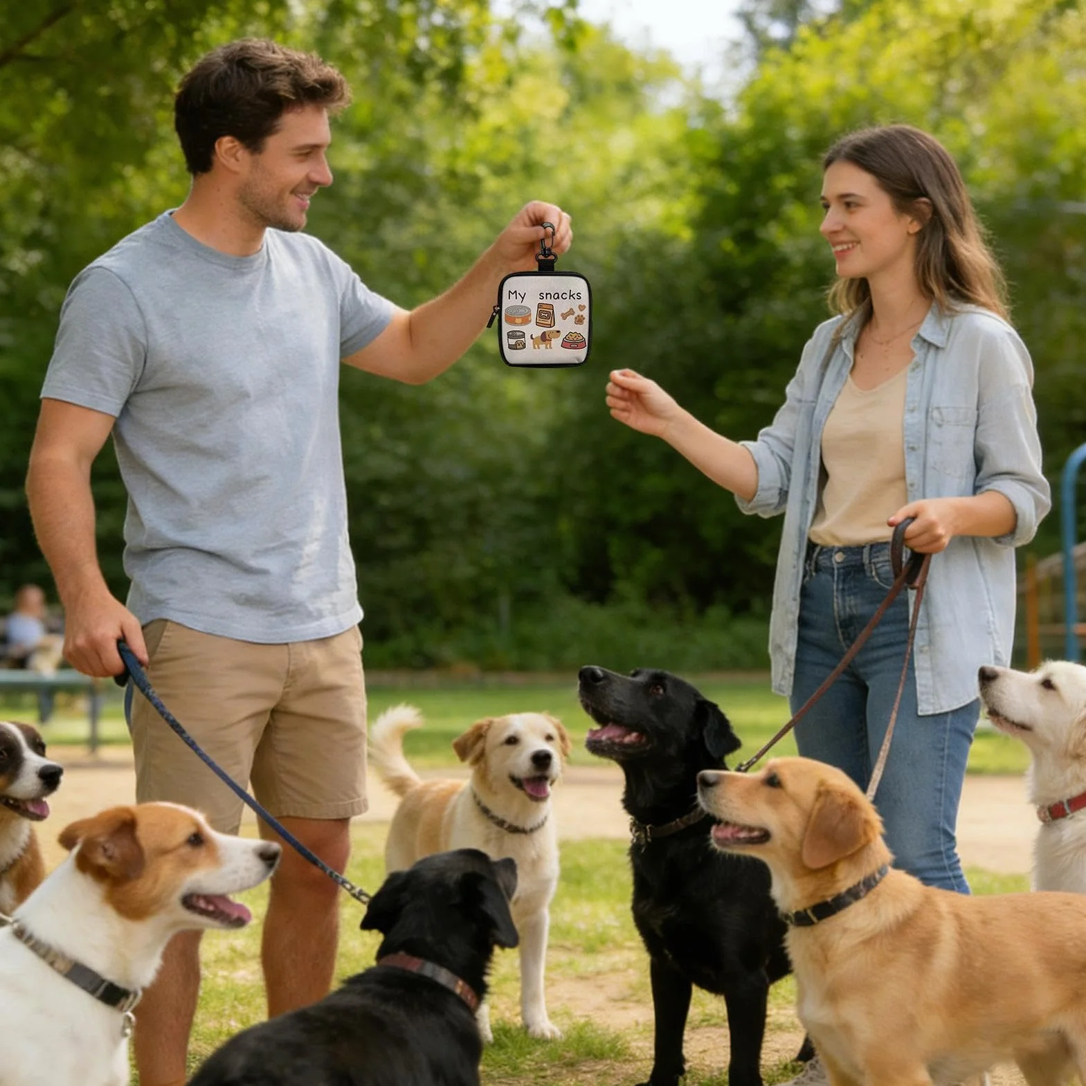 Generisch Borsa per snack per cani, portatile per dispenser di snack, compatta per addestramento degli animali domestici, accessorio portatile in silicone e nylon, porta ricompensa per