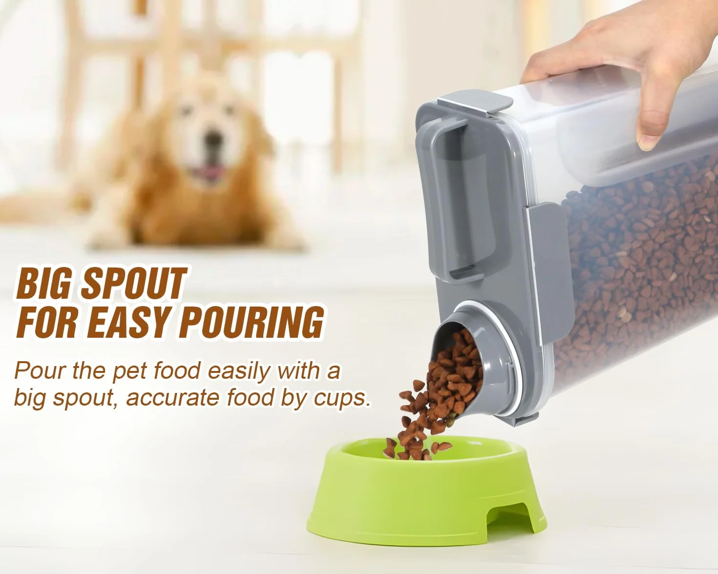 TBMax Contenitore per Alimenti per Gatti Con Coperchio, Portatile per Animali Domestici, Con Beccuccio Grande e Misurino, Ermetico