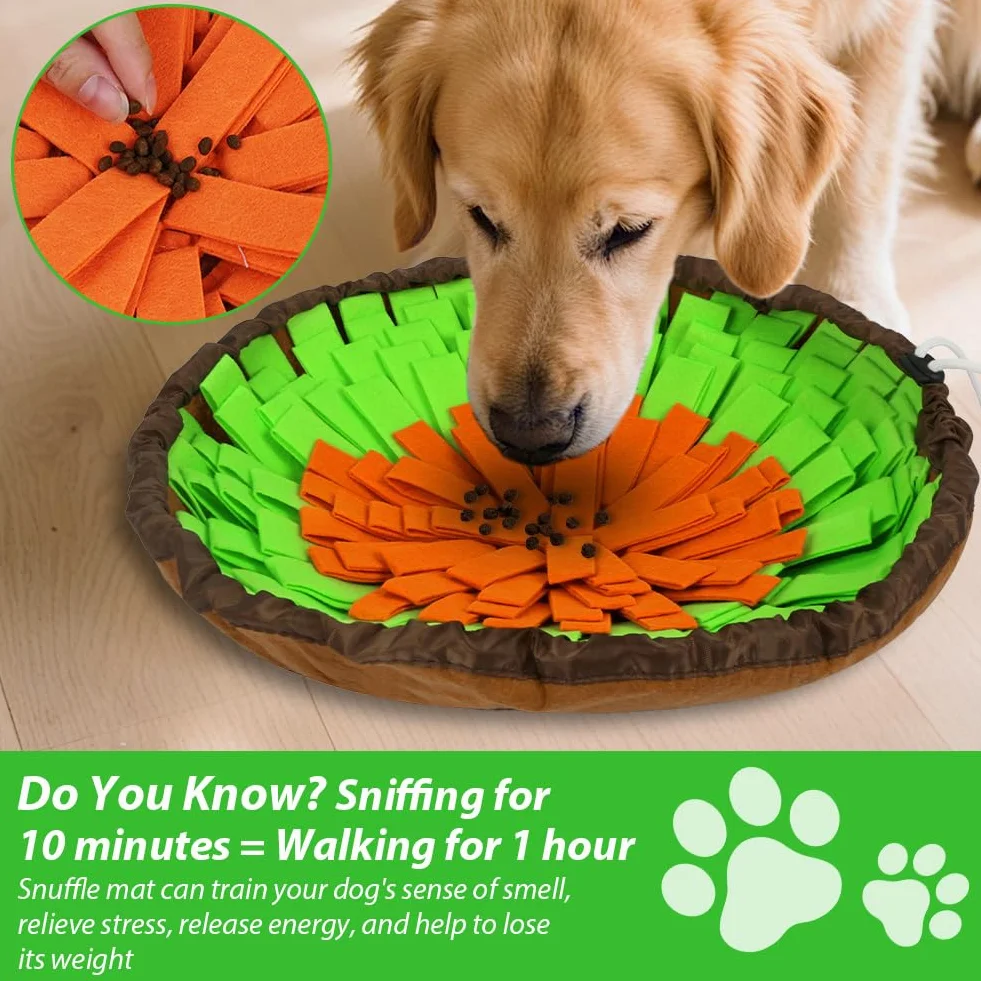 Tappeto Olfattivo Cane, 48 cm Tappetino antiscivolo per animali domestici con coulisse per appenderlo,tappetino per sniffare cibo,per l'allenamento Olfattivo lo Slow Food Sollievo Dallo Stress