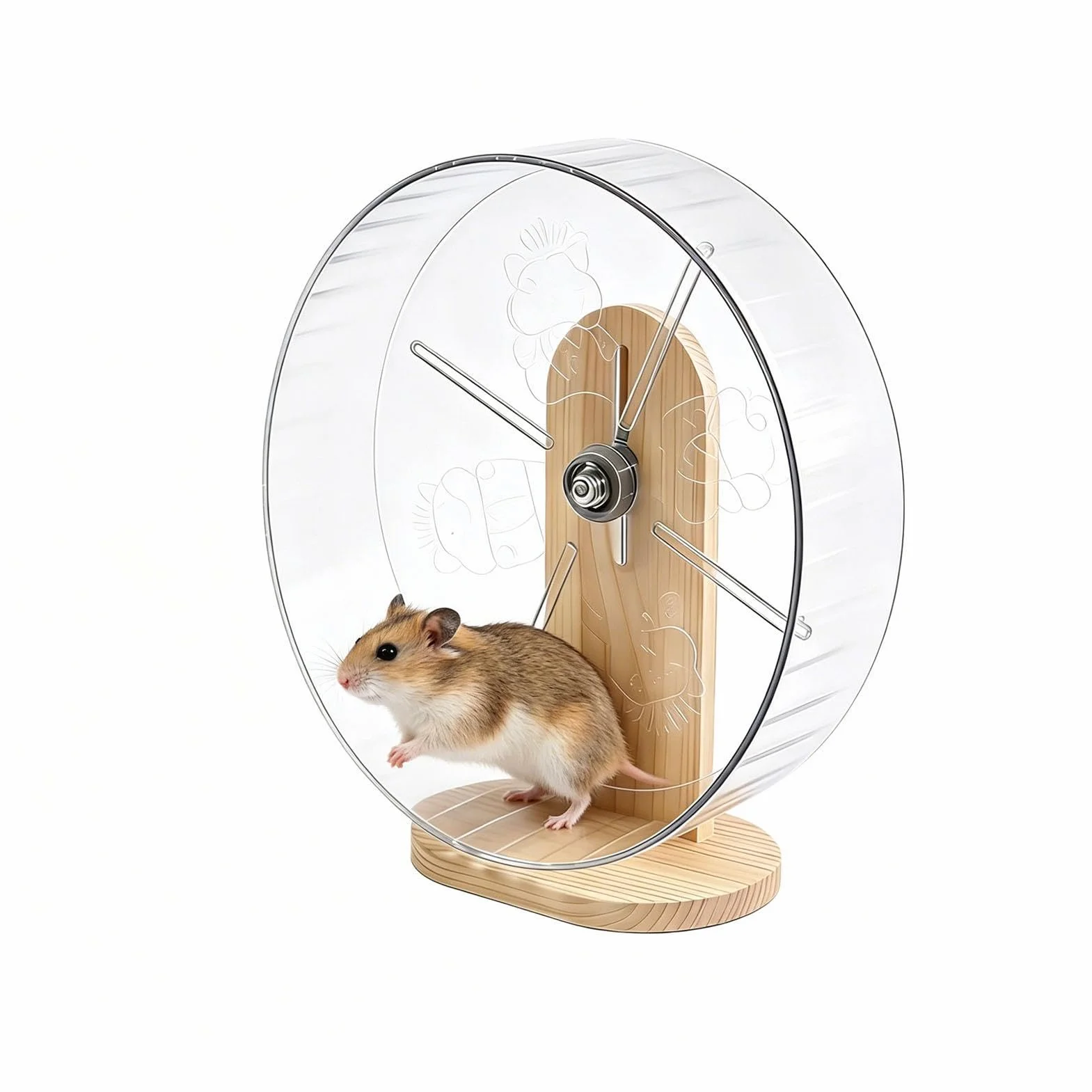 Ruota Per Criceti In Legno Di Piccole Dimensioni, 20 Cm, Silenziosa, Con Supporto, Ideale Per Animali Domestici, Come Conigli Nani Siriani, Conigli Da Cortile O Da Interno.