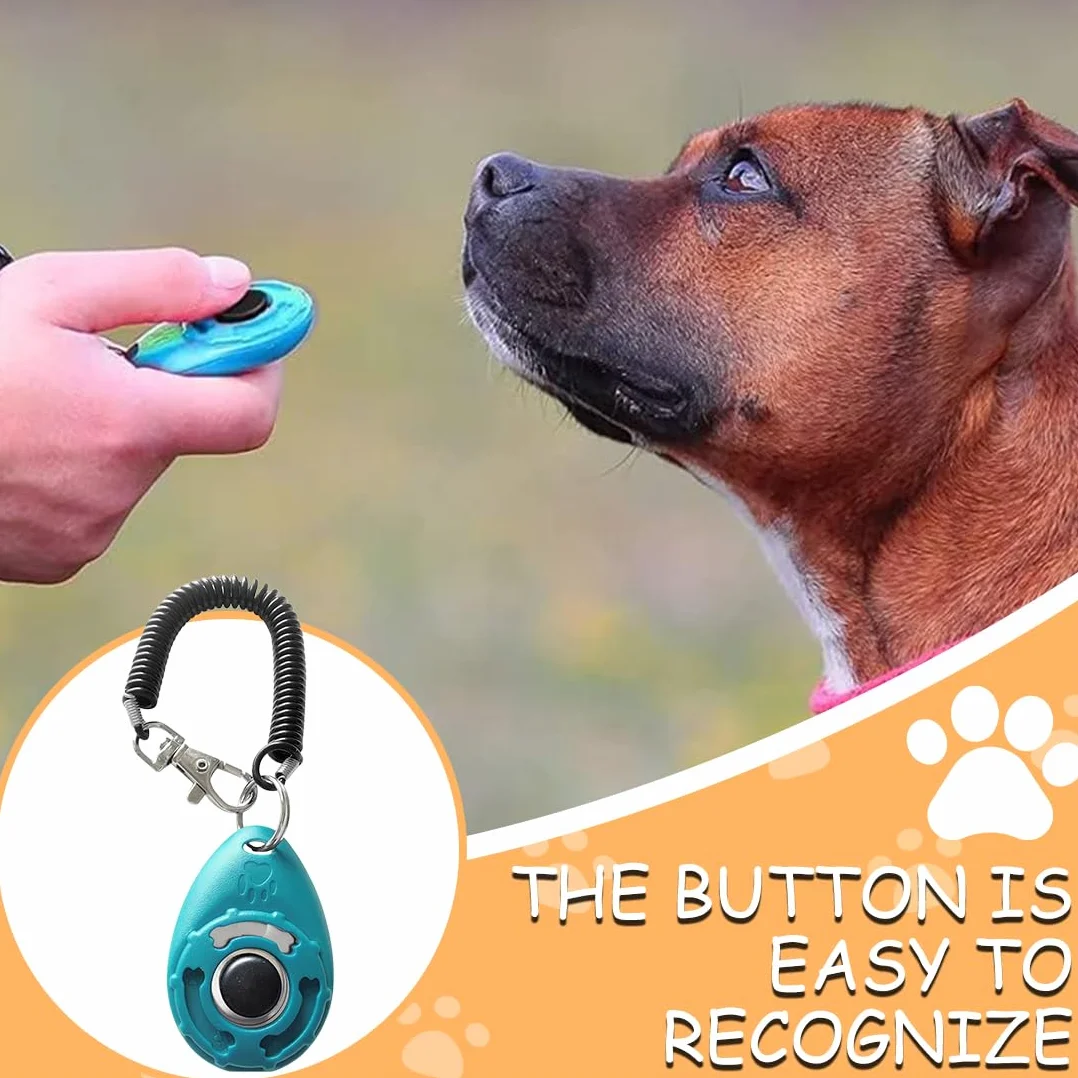 5 Pezzi Clicker per Cani, Clicker per addestramento di animali domestici, Clicker Addestramento Cani Formazione Clicker con Cinturino da Polso per Cane,Gatto,Cavallo