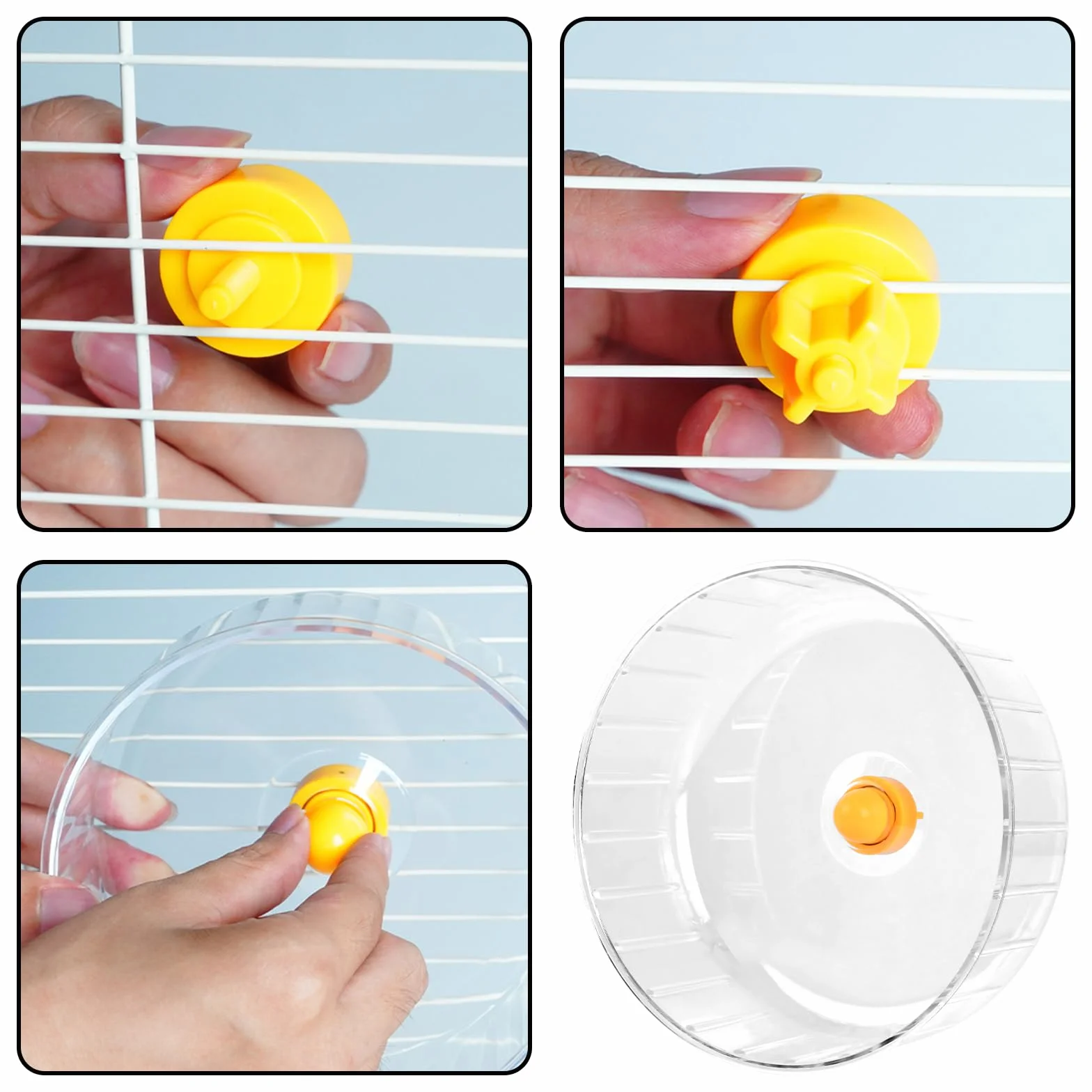 Ruota Criceto Silenziosa, 17 cm Dual-Bearing Criceto Esercizio Ruotas Tranquillo Spinning, Ruotas da Corsa per Criceti, Plastica Ruota da Corsa Trasparente per Gerbilli, Roditori, Topi，Orso d'oro