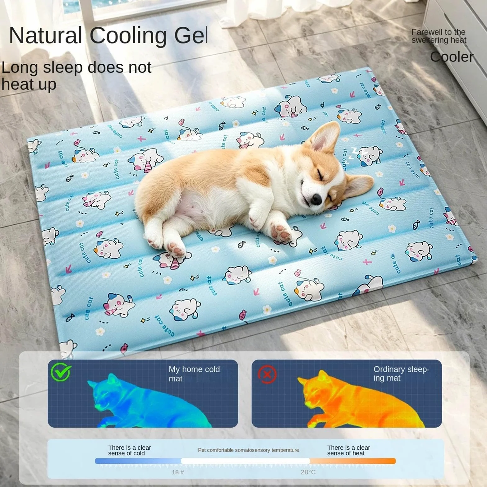 Generico Tappetino Rinfrescante per Cani Gel Pad Traspirante Impermeabile | Rinfrescante per Animali per Interni ed Esterni, , Caldo, Cuccioli, Gatti, Cuccia, Divano, Auto