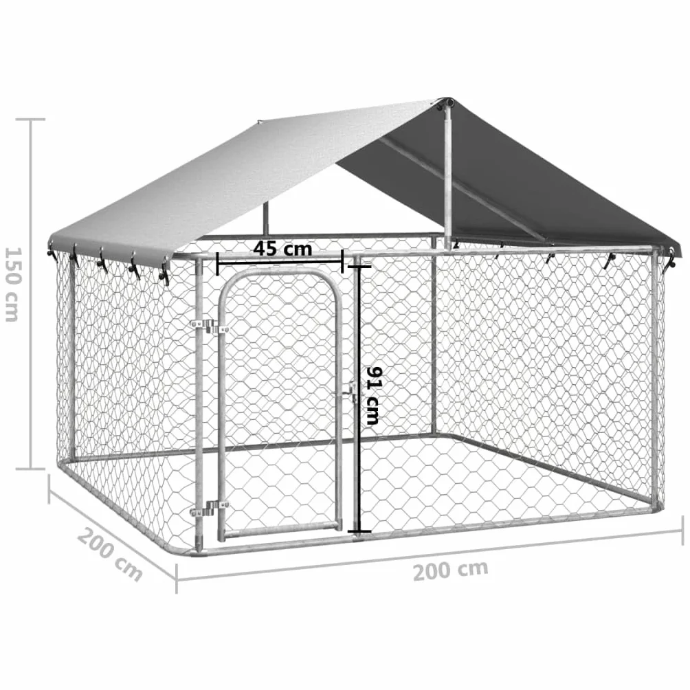 Willood Gabbia per Cani da Esterno con Tetto 200x200x150 cm