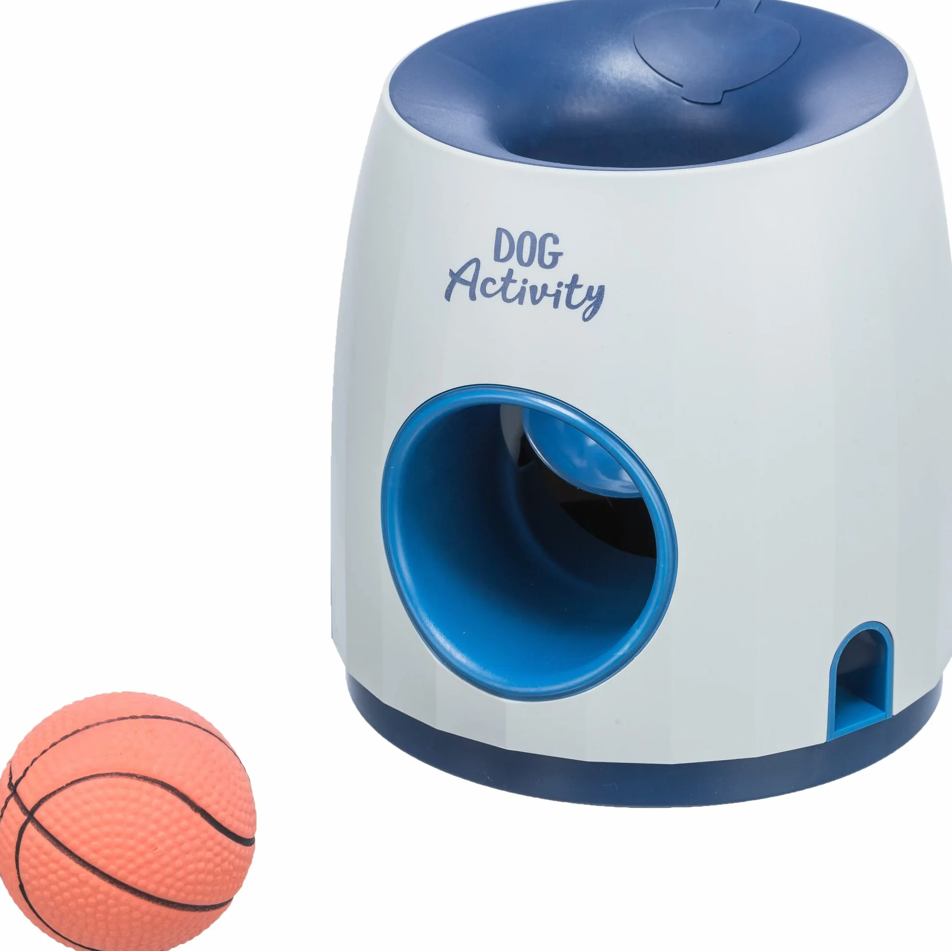 TRIXIE Ball & Treat – Giocattolo intelligente per cani – Distributore di croccantini tramite inserimento della pallina – Gioco di riporto – Per snack fino a 15mm – Con pallina inclusa(ø6cm) – ø17×18cm