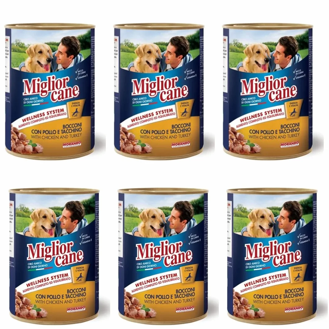 Miglior Cane Umido. 24 scatolette da 405gr cibo umido per cani Miglior Cane (Gusto, 4 gusti Ass.)