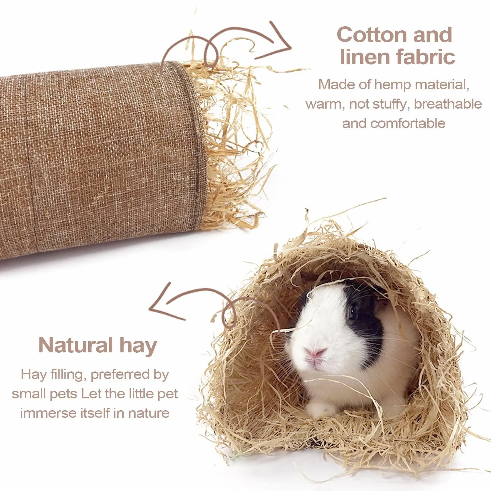 Rifugio per Conigli | Giocattolo Tunnel Naturale Sicuro - Tunnel di Gioco Intrecciato e Cuccia Accogliente per Animali Domestici in Casa e all'Aperto