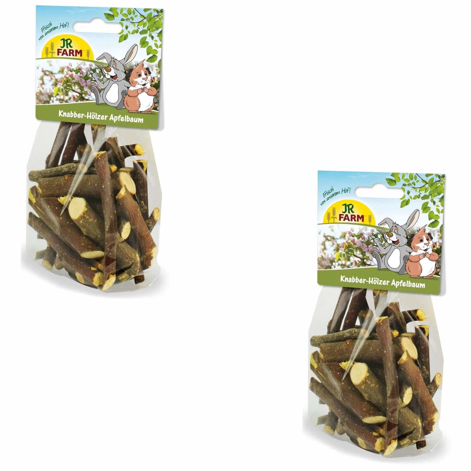 JR FARM Bastoncini da Rosicchiare in Legno di Melo | Confezione Doppia | 2 x 100 g | Snack per conigli nani e roditori | Può favorire l’usura dei denti | Può contribuire a una valida occupazione