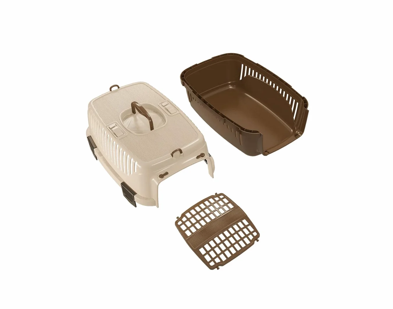 Trasportino Animale Domestico Max 6Kg. Cane Gatto con Porta in Plastica Adatto per Cinture Sicurezza Auto Ganci per Tracolla 48x32x30 cm