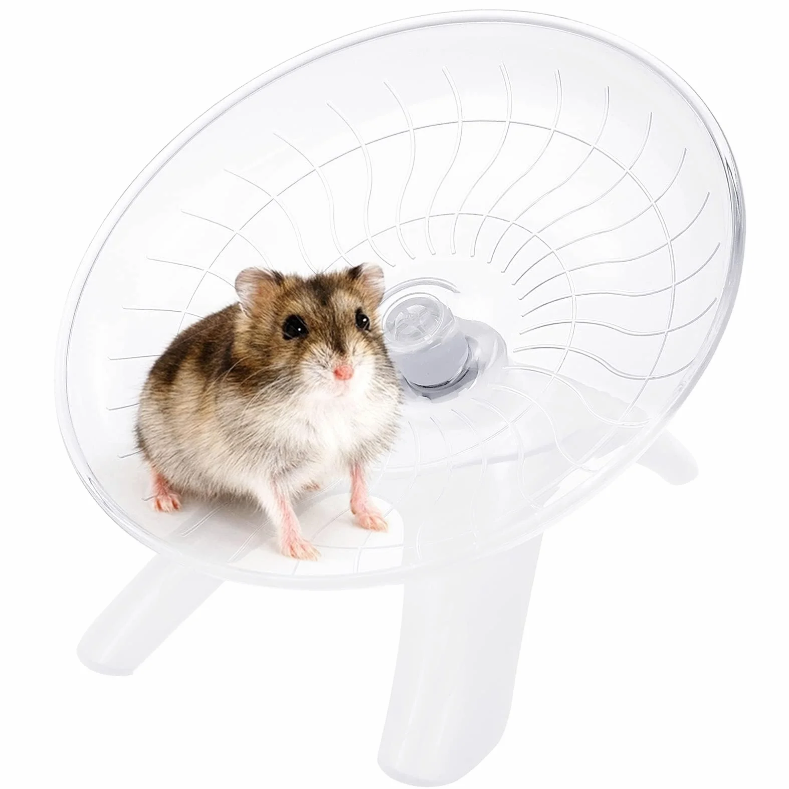 Ruota Criceto, 18 cm Ruota per Criceti in Plastica Trasparente Silenziosa, Ruota di Esercizio Per Criceti Siriani Piccoli Animali Domestici Criceto Gerbil (Bianco)