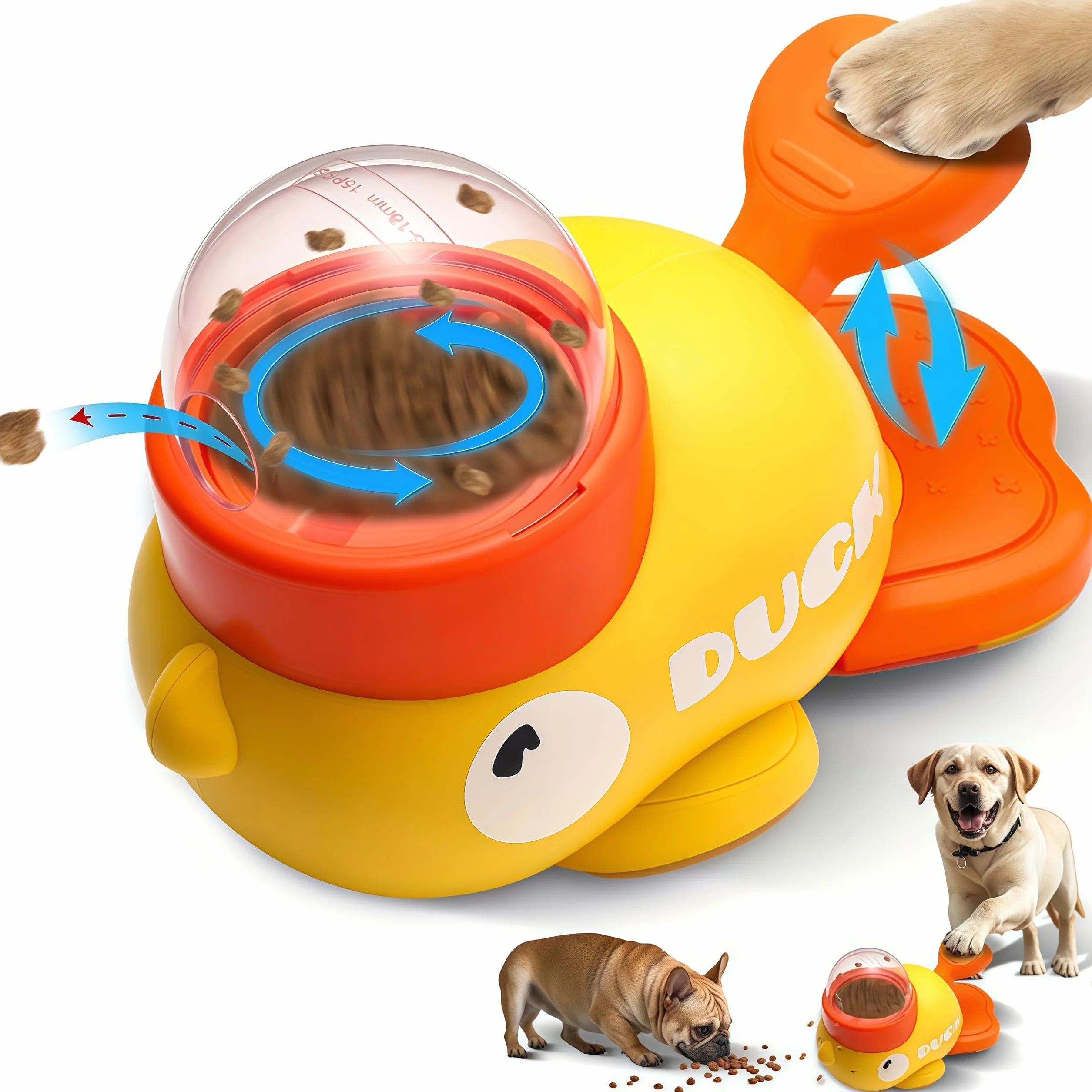 Giochi Di Intelligenza Cane, Dispenser Cibo Gatti, Giocattolo Interattivo a Forma di Anatra, Giocattolo Interattivo 2 In 1 per Cani e Mangiatoia Lenta, Dispenser per Cani d'Anatra