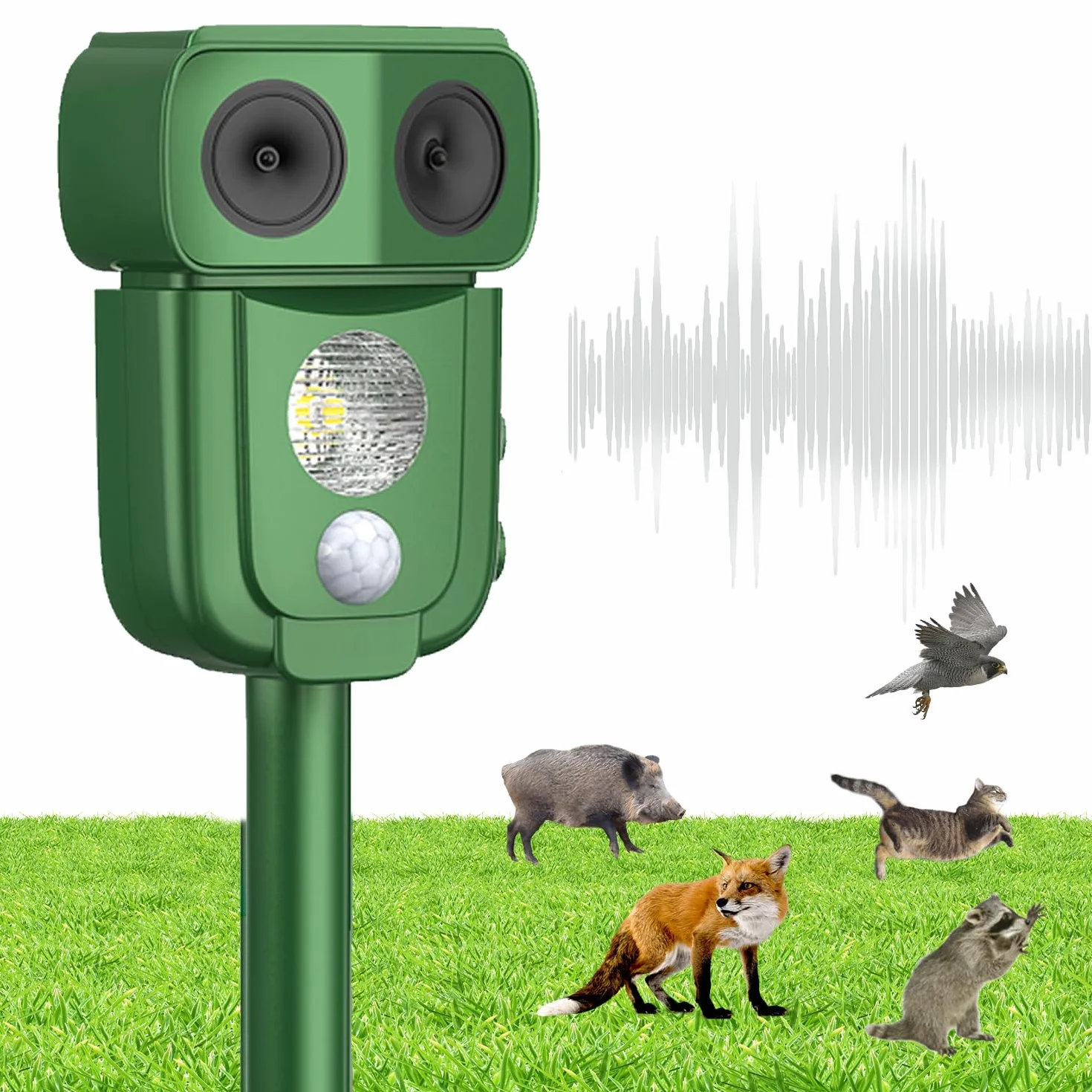 Ultrasuoni per gatti,Spaventatore per gatti da giardino a ultrasuoni con sensore a infrarossi,con flash a LED e sensore di movimento PIR,frequenza da 13-17 kHz,Ideale per Fattorie,Giardini e Cortili