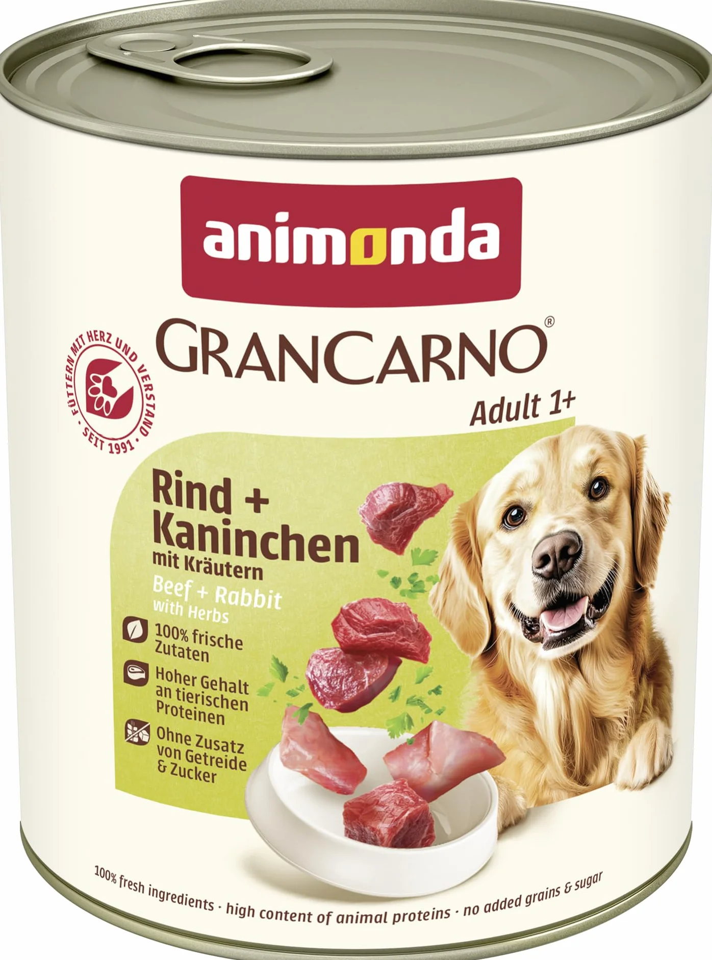 Animonda Gran Carno - Cibo per Cani, coniglio + erbe, 6 x 800 g