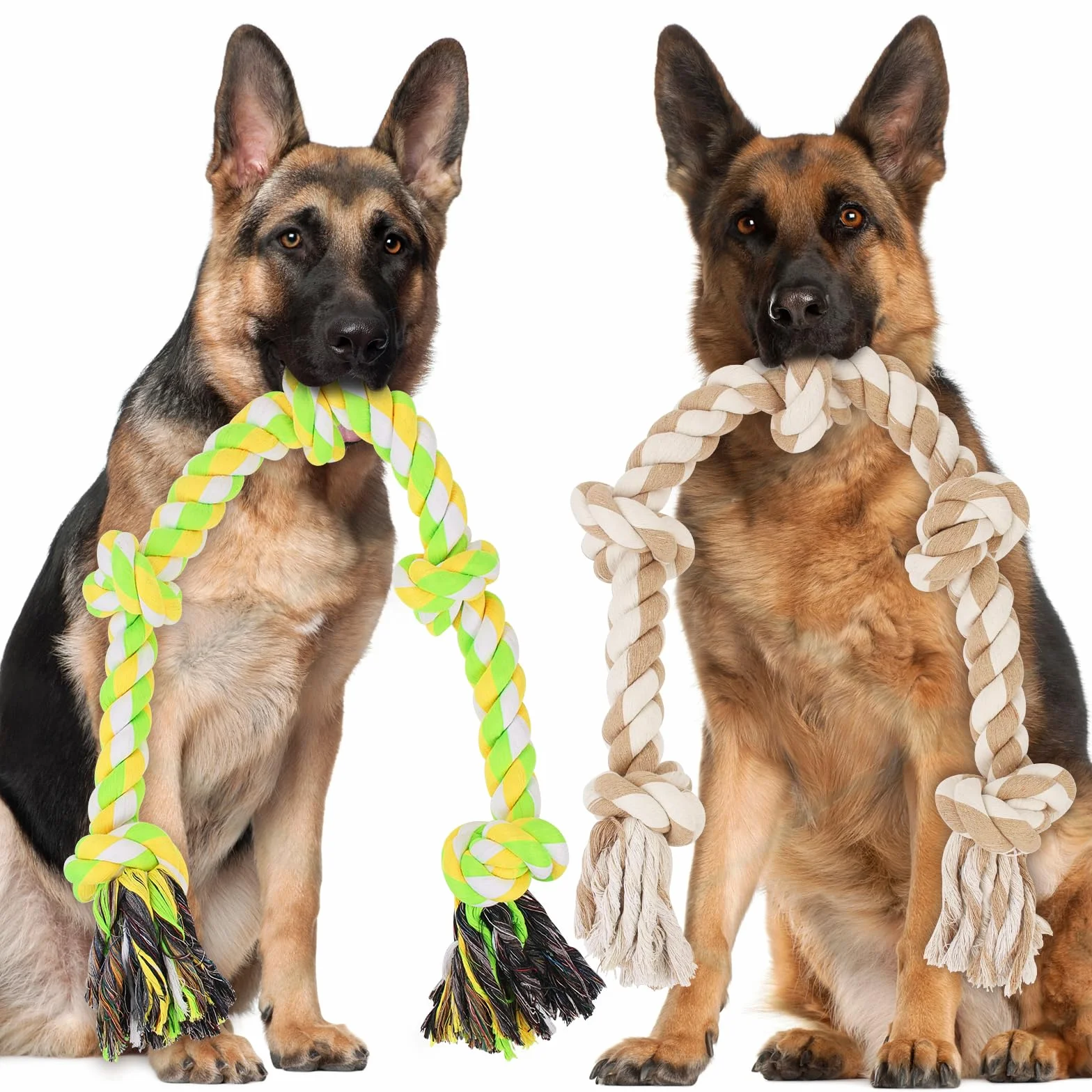 ETACCU Corda per Cani Grandi Indistruttibile, 2 Pezzi Corda per Cane Gioco Resistente in Puro Cotone di Taglia Grande e Media 98cm