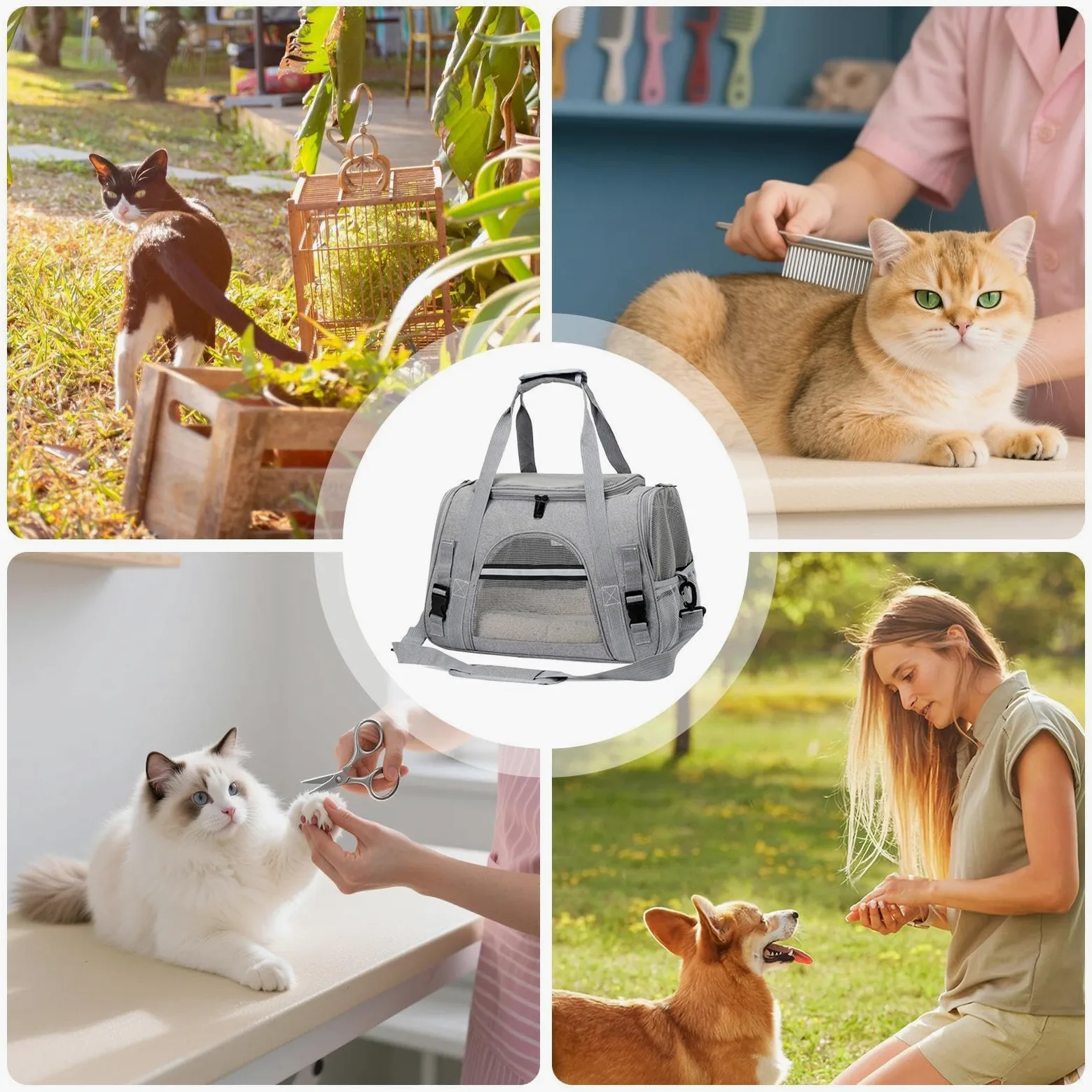 Borsa Trasportino Per Gatti Morbido e Pieghevole per Animali | Trasportino A Spalla da Cuccioli Per Viaggi Vacanze Passeggiate Escursioni Viaggi Uscite Fuori Porta Campeggio Picnic