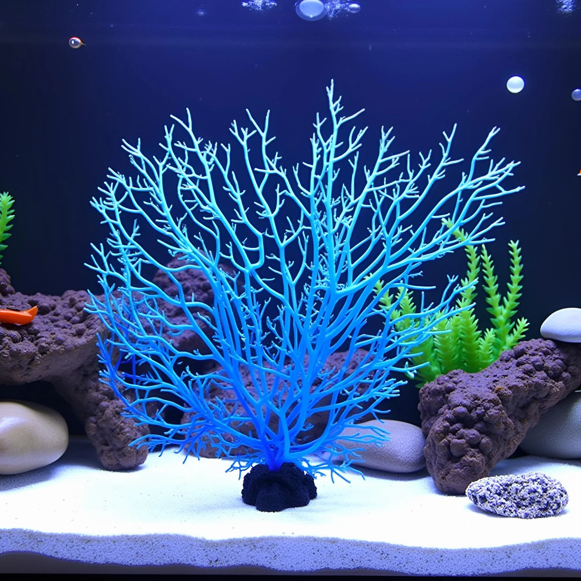 Corallo artificiale blu decorazione acquario ventaglio marino