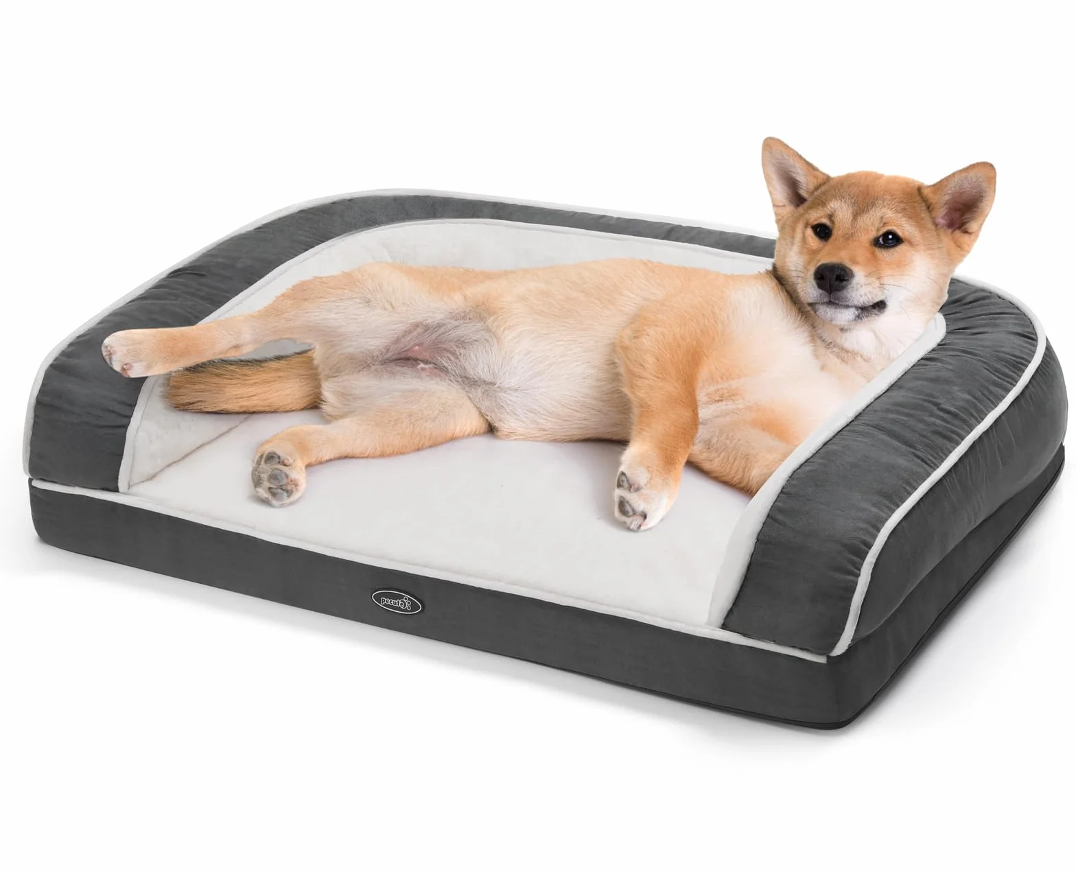 Pecute Cesto per cani sfoderabile (L 89 x 56 x 18 cm), disponibile in tutte le stagioni, cuscino per cani ortopedico | in schiuma di cassa per uova, letto per cani | con 3 supporti laterali, divani