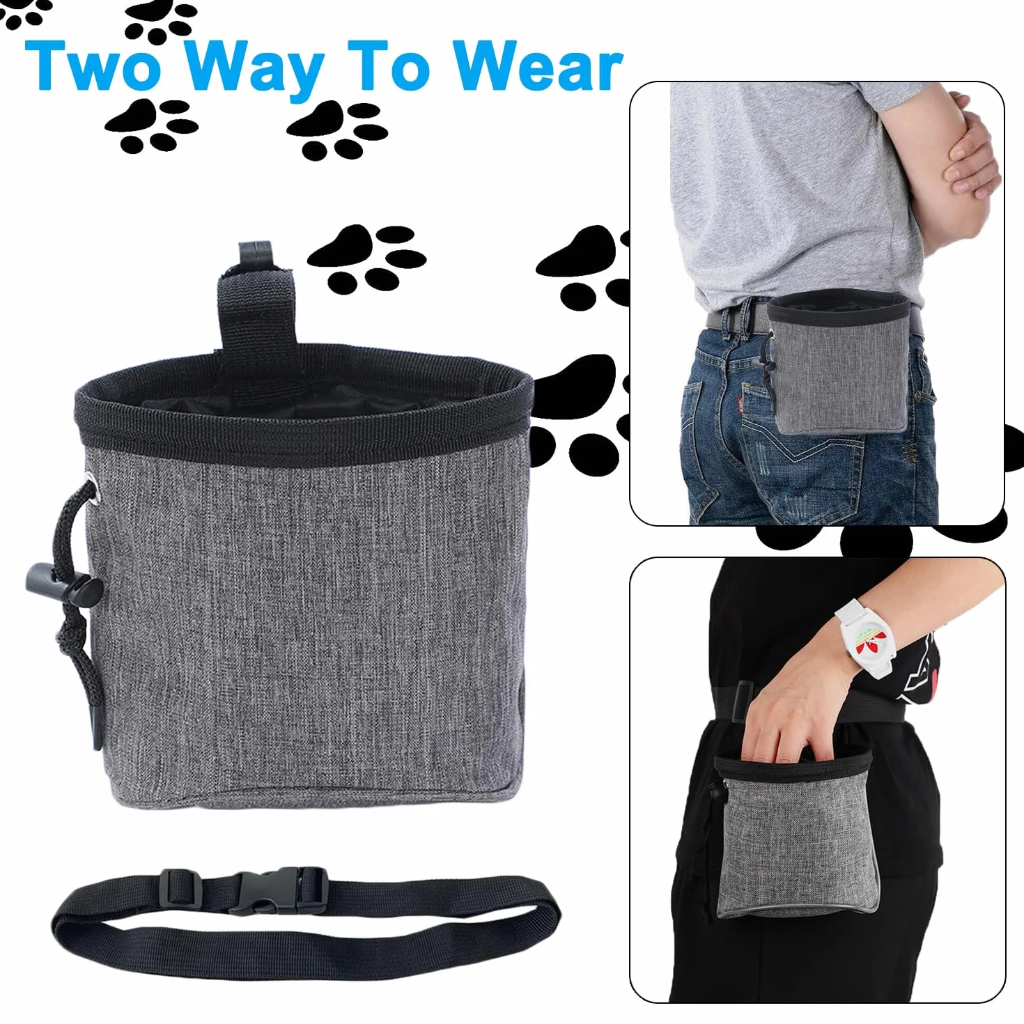 Sacca per Cani per Addestramento del Cane, Porta Premietti per Cani, Multifunzionale Borsa Porta Snack Cane con Dispenser per Sacchetti, Cintura Regolabile