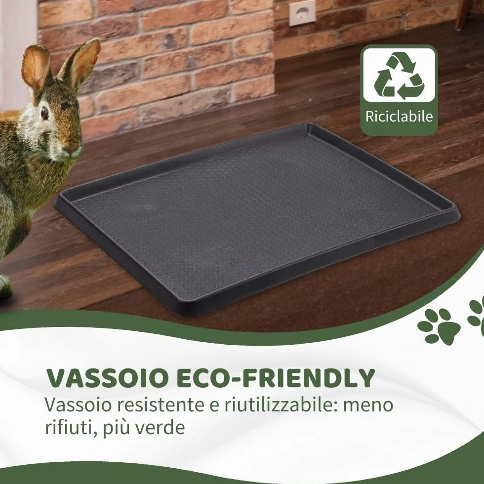 Kit M coniglio Petzolla - Cuccia per conigli estiva in Vera Erba con Vassoio Riutilizzabile 92x52 cm, Lettiera coniglio Naturale e Atossica, Tappeto per conigli da interno dura fino a 5 mesi
