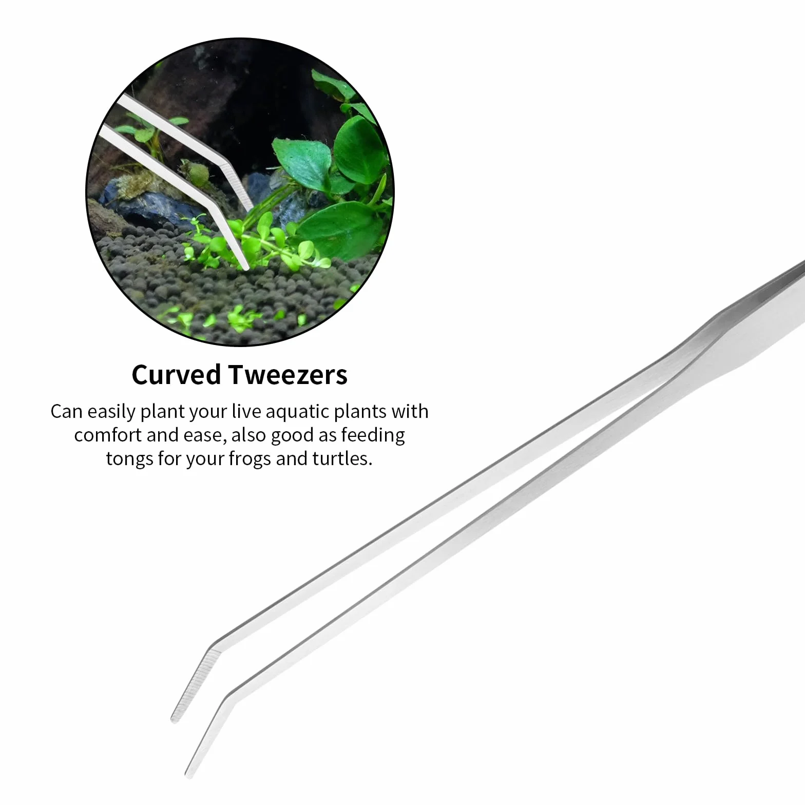 Ohtomber Aquascape Tools - Kit di 4 attrezzi per terrario, include pinzette lunghe per terrario, pinze per alimentazione, forbici per acquario, raschietto per alghe per la pulizia dell'acquario