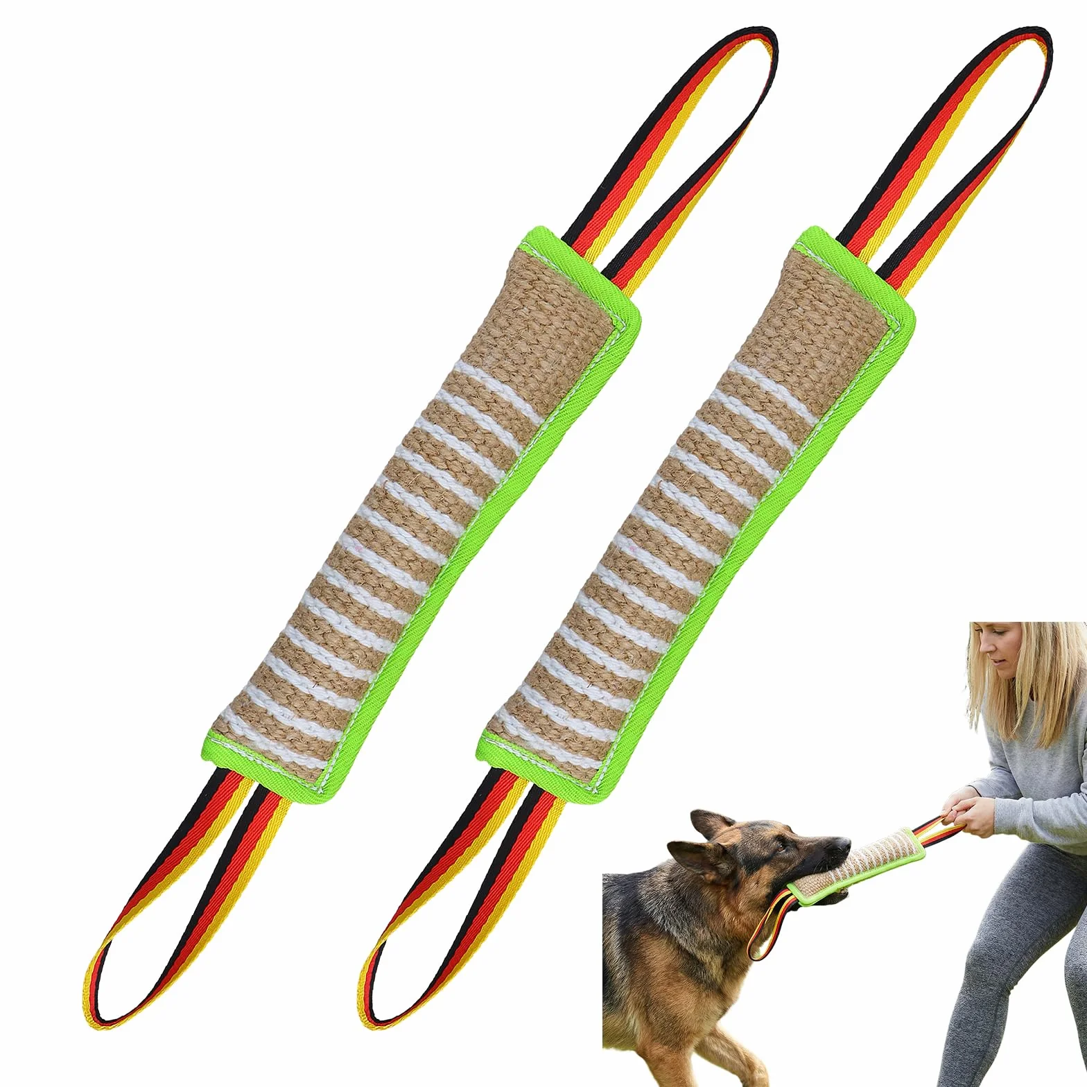 Giocattolo per Cani Manicotto 30cm 2 Maniglie Addestramento Gioco Morbido Cuscino Morso Interattivo Verde