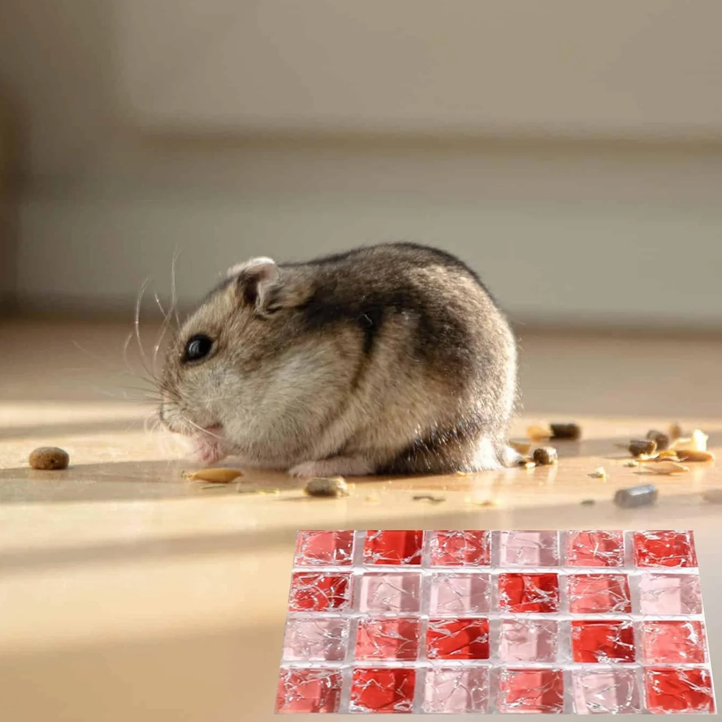 Tappetino Raffreddamento Criceto, Letto di Ghiaccio per Criceti, Tappetino Raffreddamento per Animali Piccoli, 2 Pezzi(Blu & Rosso)