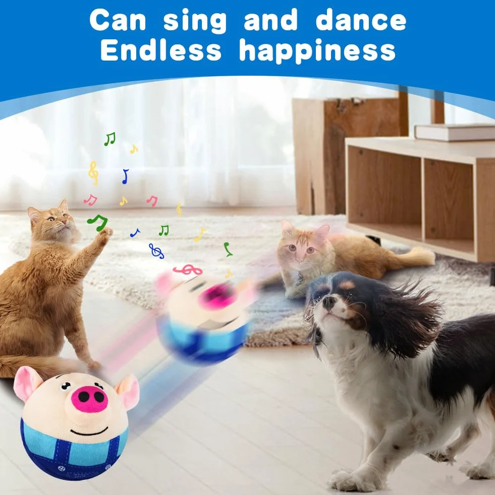 Giochi per Cani Interattivi Palla, Giocattolo Che Rimbalza per Animali Domestici, Giocattolo Sonoro con Movimento Autonomo, Lavabile e Ricaricabile per Cani e Gatti