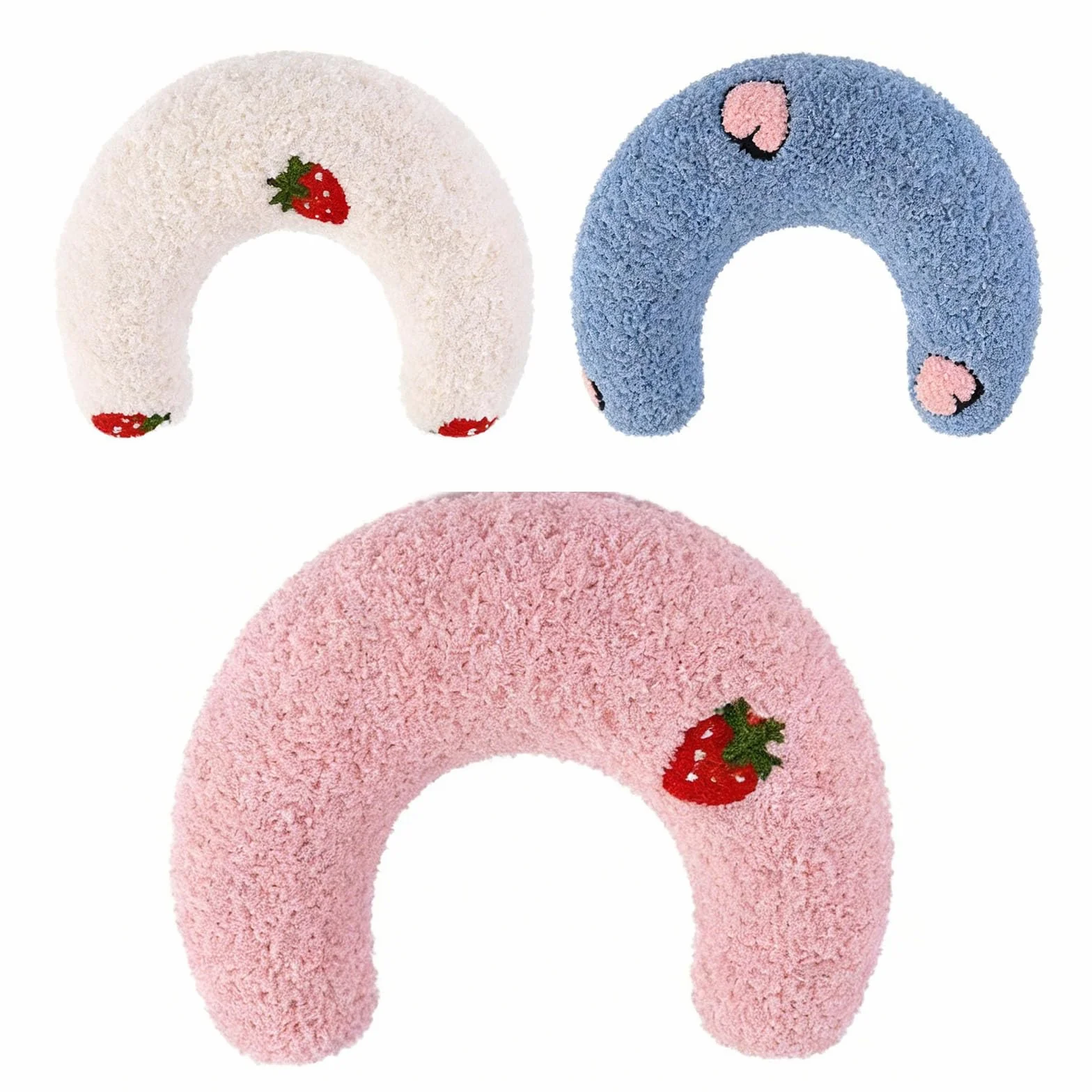 Cuscino per gatti a forma di U supporto per collo rosa bianco blu