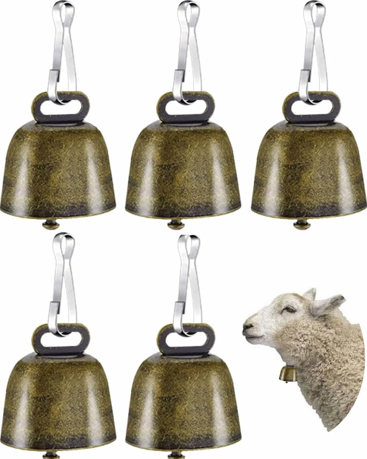 BARRU 5 pcs campane in rame per cani e gatti, per animali domestici, mucca, cavallo, pecora, pascolo, piccole campane in ottone, campane anti-smarrimento, campane per animali - bronzo