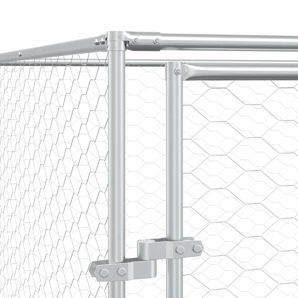 vidaXL Cuccia per Cani da Esterno Argento 2x2x2 m Acciaio Zincato