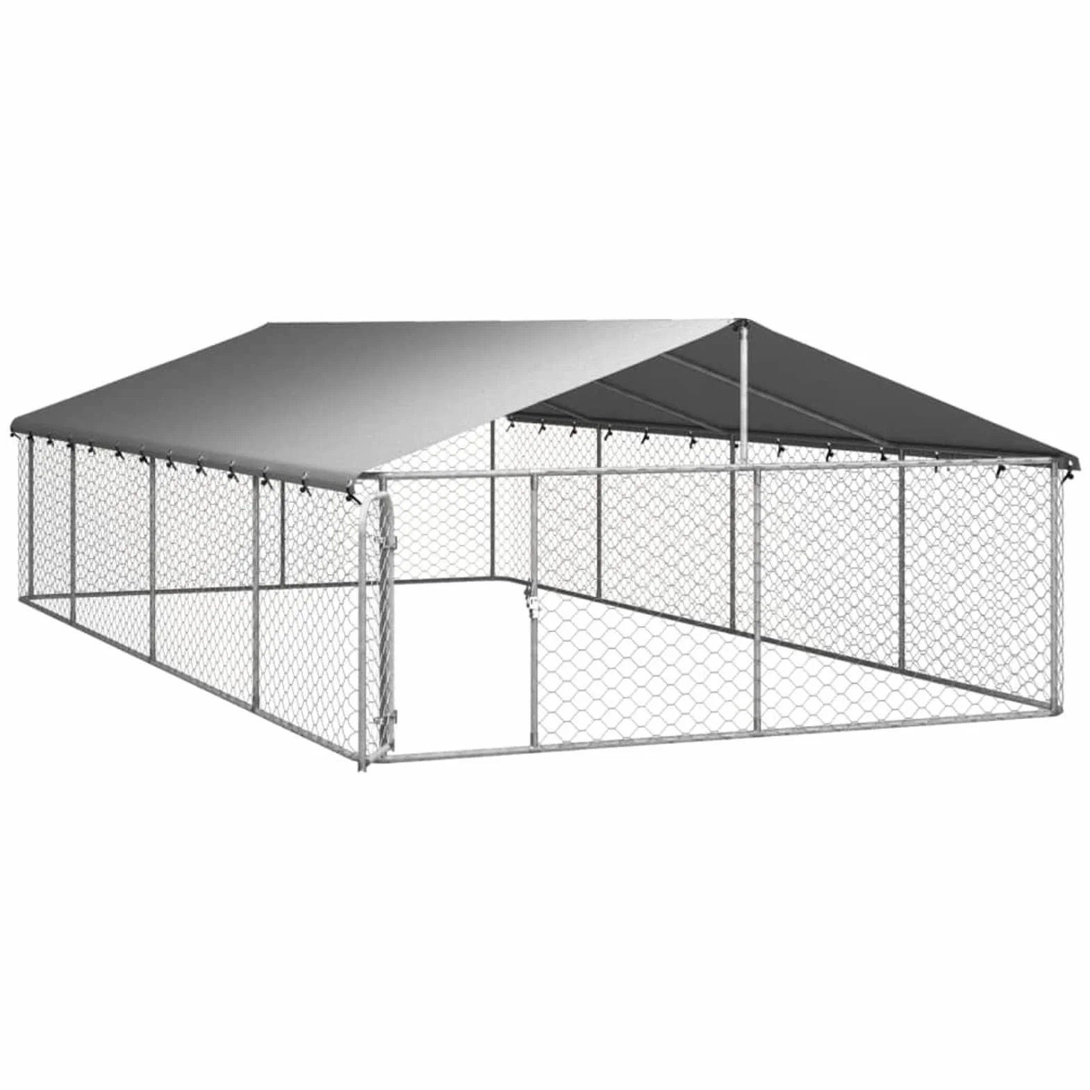 Tidyard Gabbia per Cani da Esterno con Tetto 600x300x150 cm, Gabbia Grande in Acciaio, Recinto per Cani Esterno