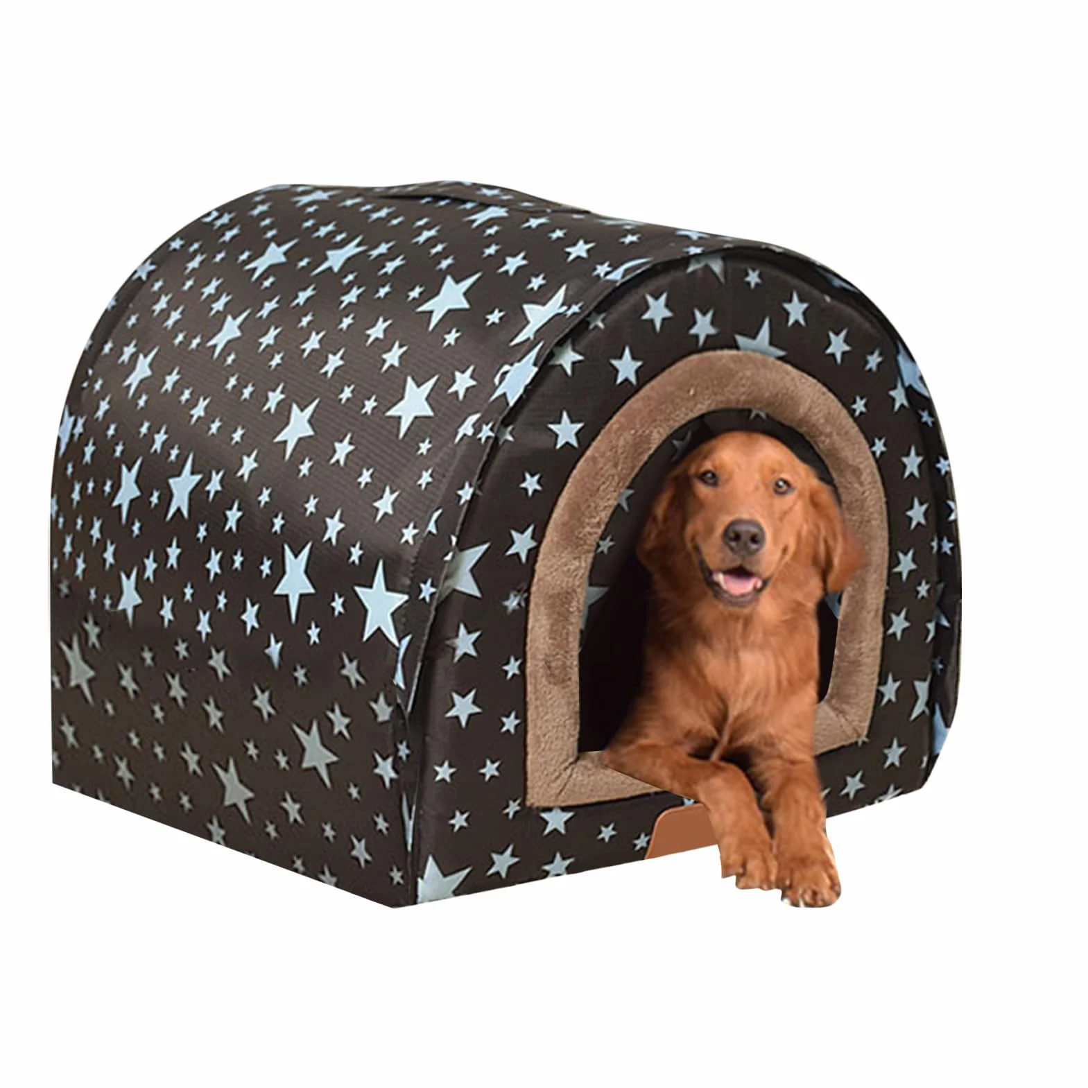 Casa invernale per cani - esterno isolato per il freddo, cabina da compagnia in plastica resistente | Con comoda porta in tessuto flessibile casa dei cuccioli, canile completamente impermeabile