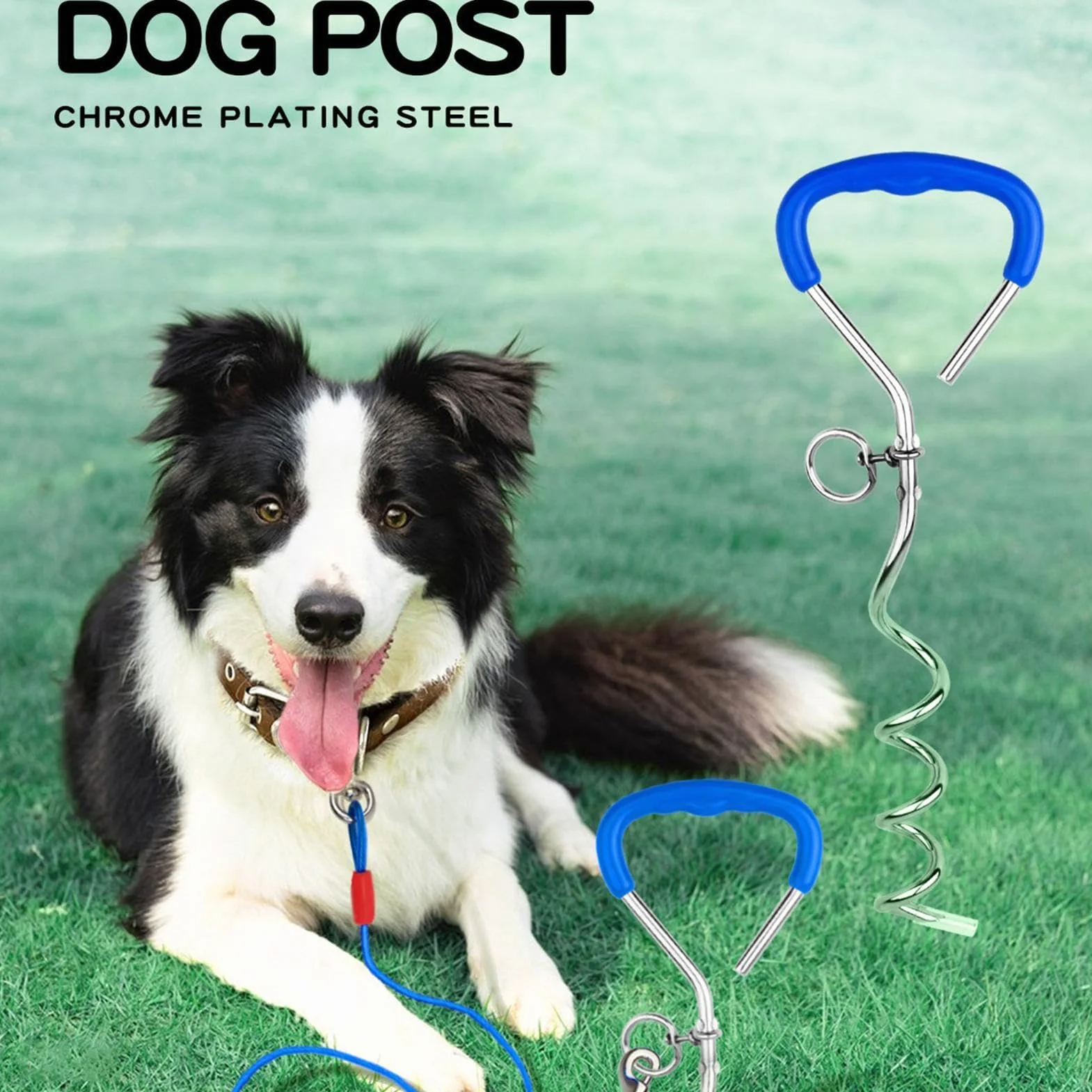 Pallone di ancoraggio, 40 cm x 9 cm, 1 pezzo, ancoraggio a terra, per cani di grandi dimensioni, ancora, blu/nero