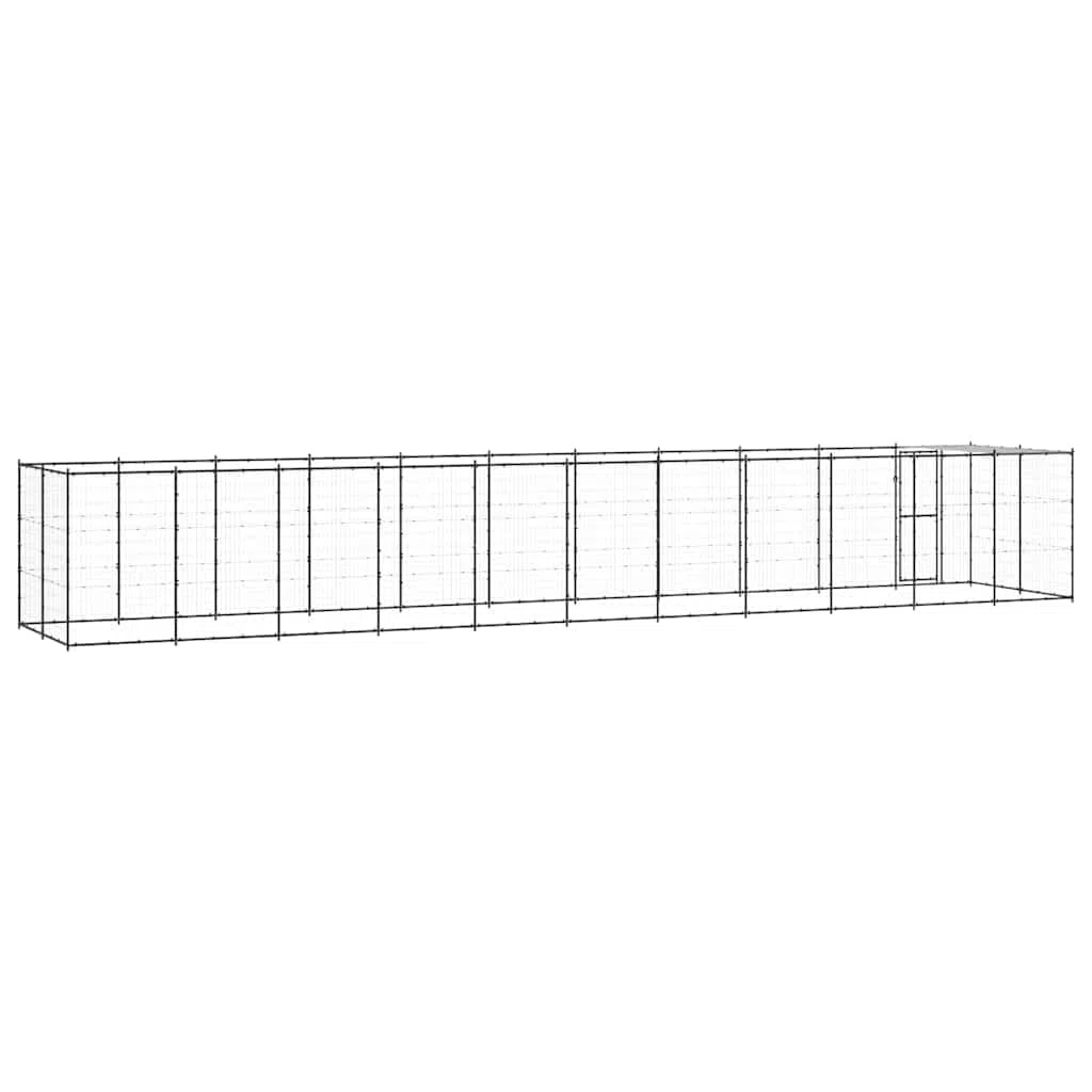Cuccia per cani con tetto in acciaio, 1210 x 220 x 180 cm, colore | Ampio recinto per cuccioli da giardino con porta richiudibile, pareti a griglia stabili e tetto in polietilene resistente ai
