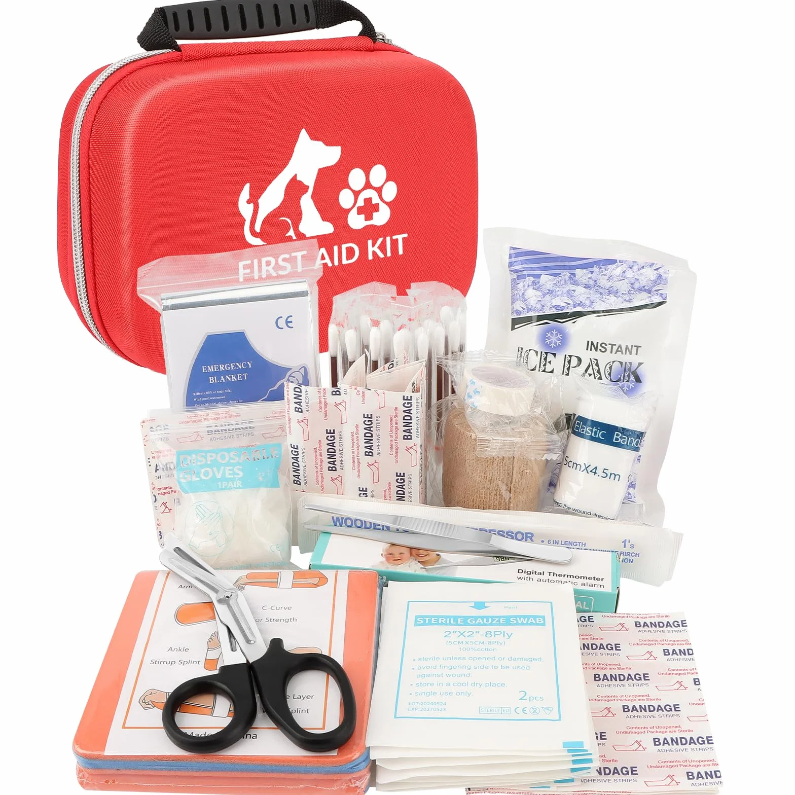 84 pezzi Kit Pronto Soccorso per Cani e Gatti,Kit Pronto Soccorso Cane per Animali Domestici,Compatto e Portatile,Ideale per la Cura Domestica e le Emergenze all'aperto