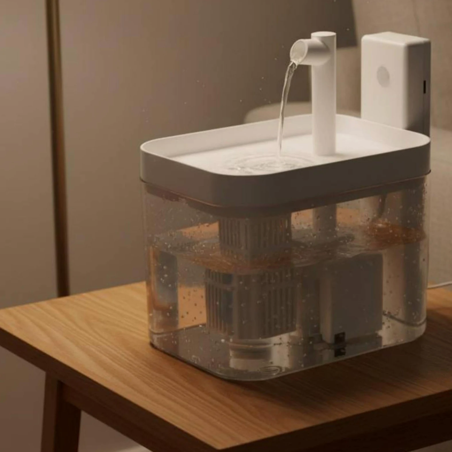 Dispositivo Automatico per Bere Fontana Distributore Abbeveratoio Depuratore con Acqua in Ricircolo Filtro Stratificato, Giallo Trasparente, Acqua Circolante Con Sensore