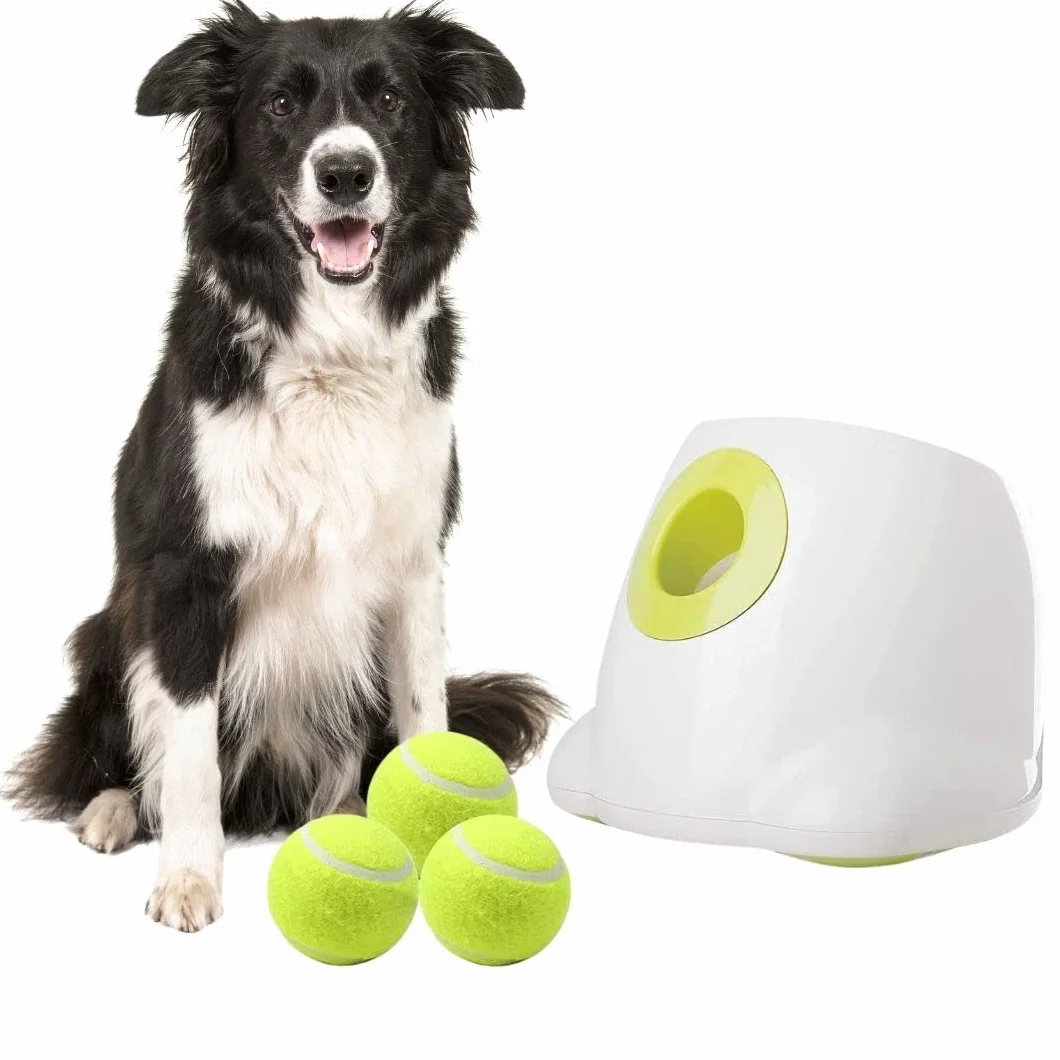 BOT lanciapalle automatico per cani, giocattolo interattivo per cani, lanciapalle da tennis, lanciapalle giocattolo per cani con 3 palline da tennis di media grandezza (Maxi, 6,4 cm)