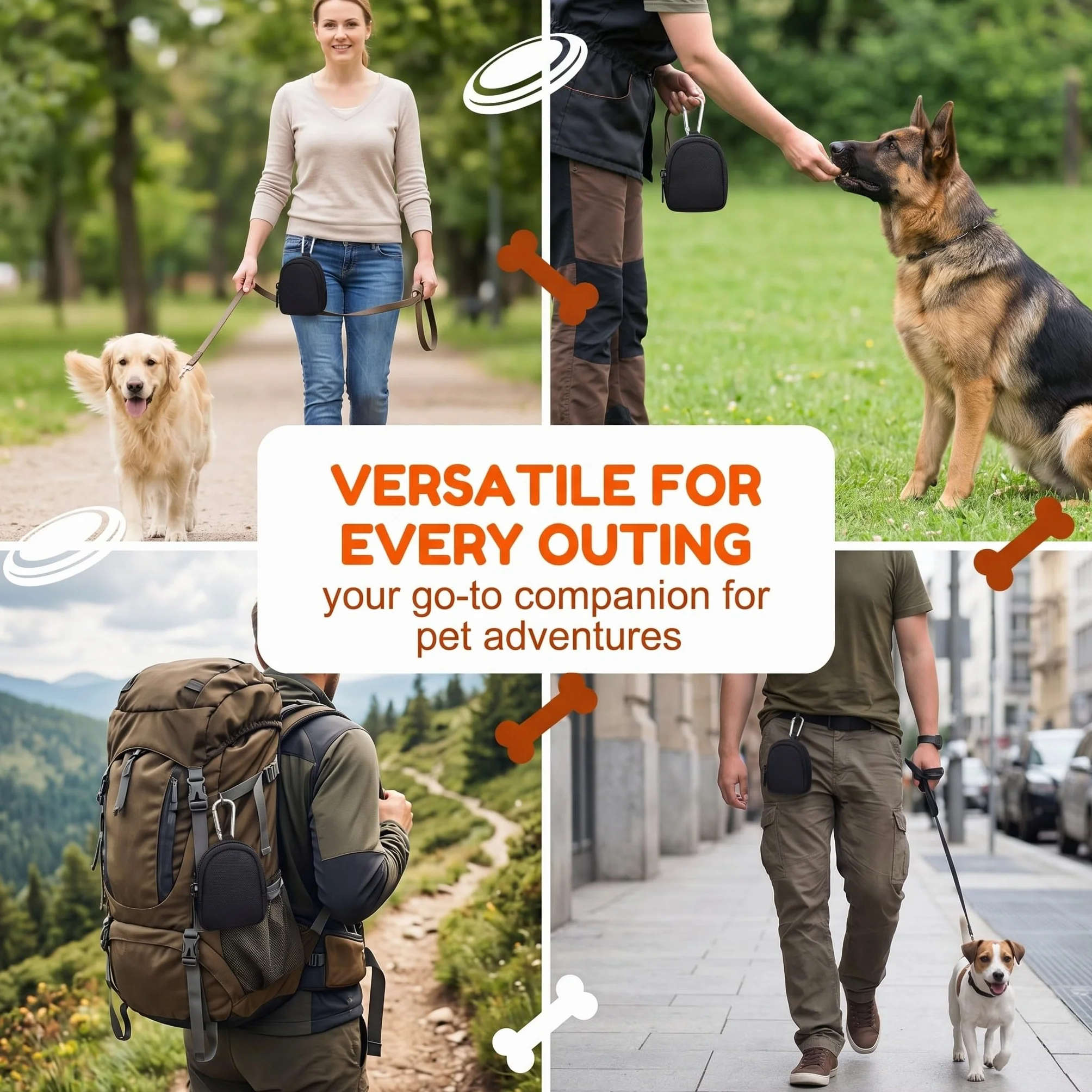 2 Pezzi Borsa Cane, Sacchetto Premietti Cane per Addestramento, Porta Snack per Cani con Clip da Cintura, Impermeabile e Portatile per Outdoor, Nero