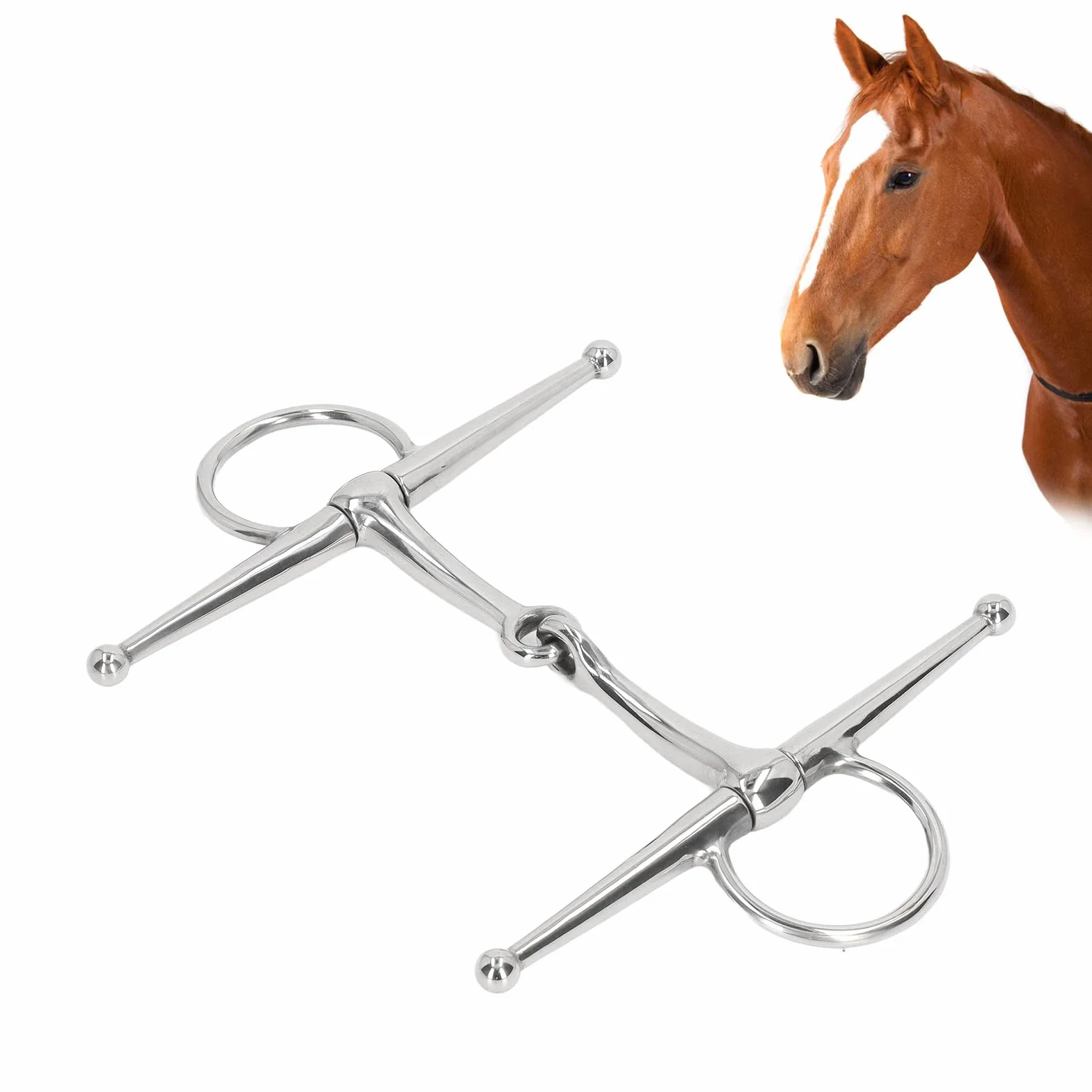 Filetto per cavallo da 125 mm Filetto a bocca di cavallo Filetto a guancia piena Filetto ad anello in acciaio inossidabile Fattoria Punta snodata per cavallo Punta a filetto Filetto per cavallo Gag Sp