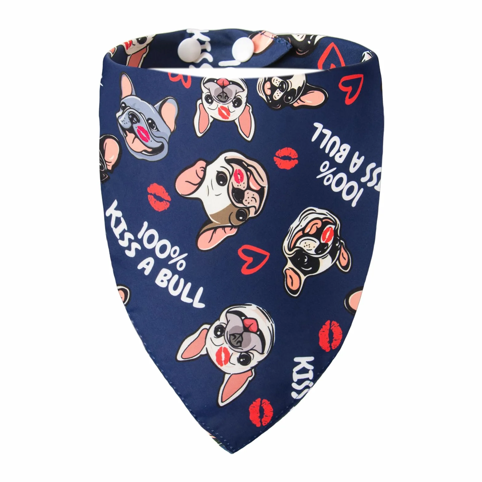 Bandana per cani San Valentino bulldog francese Kiss A Bull taglia media grande 13-34 kg