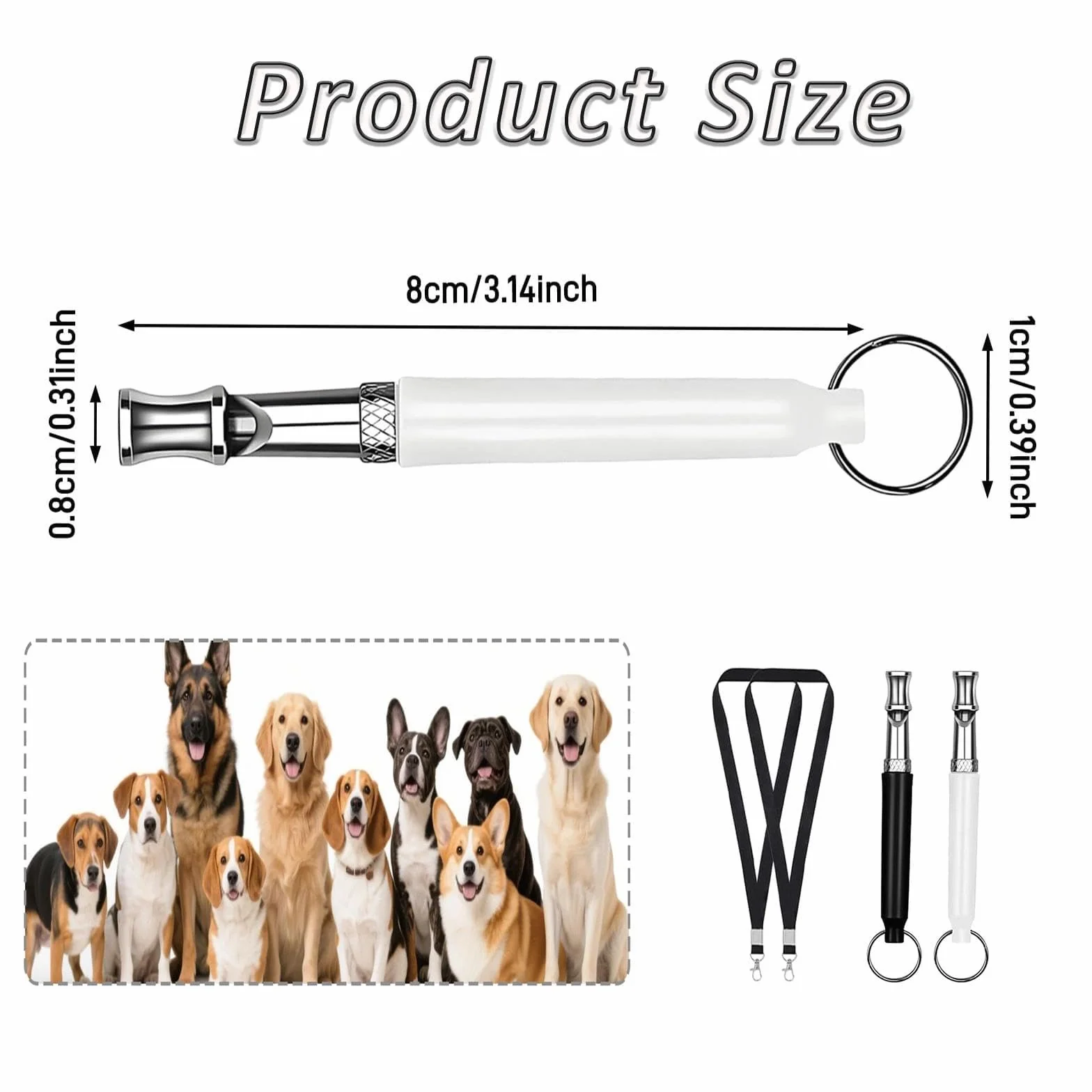 2 Pack Fischietto per Cani, Silenzioso Fischietto Ultrasuoni per Cani Richiamo, Alta Frequenza, Regolabile Fischietto Antiabbaio con Cordoncino, Adatto per La Maggior Parte delle Razze