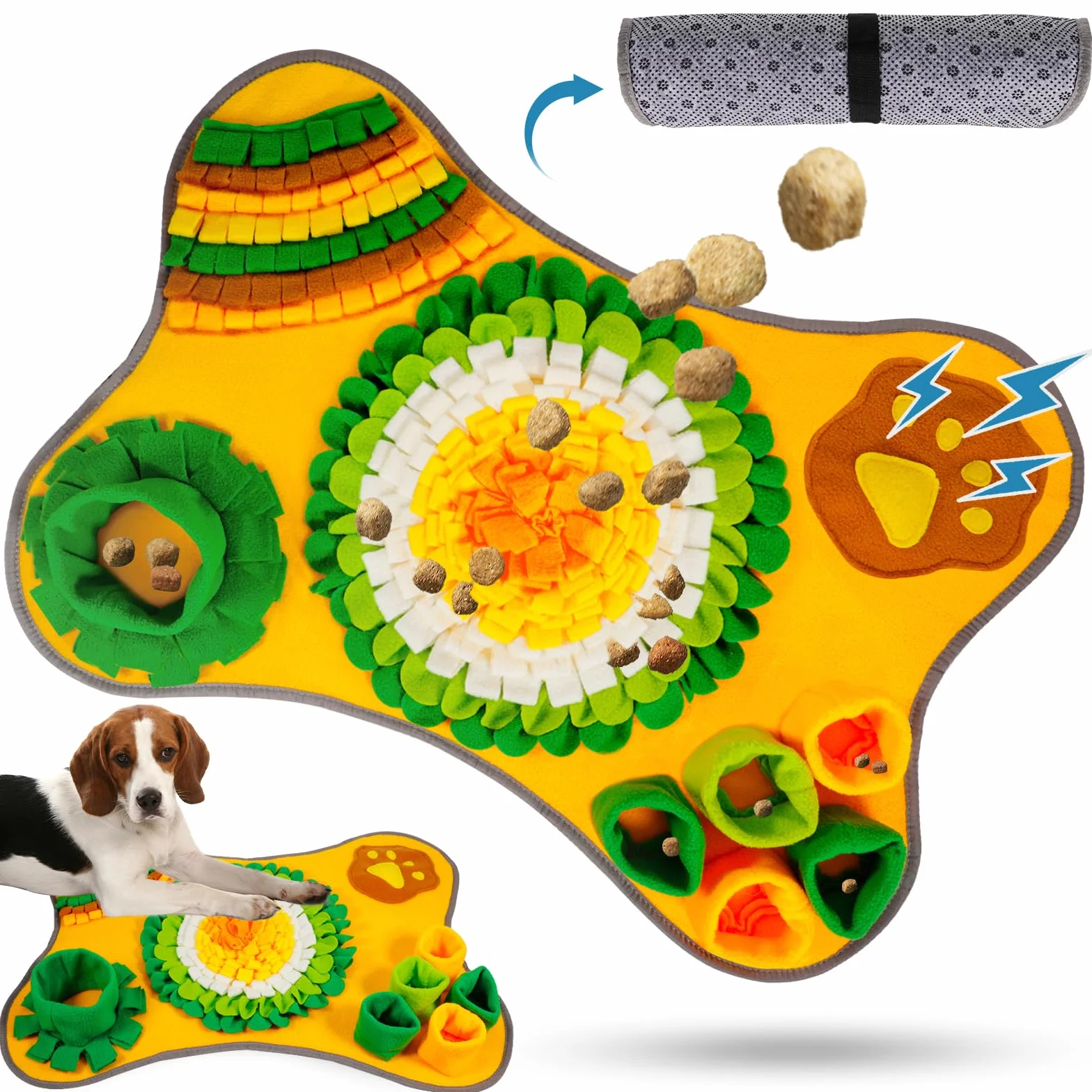 Tappeto Olfattivo Cane,Tappetino Olfattivo Cane,Lavabile Pieghevole Sniffing Fun Mat,Il Tappetino Olfattivo per Cani Che Stimola Il Gioco e l'Addestramento Interattivo.
