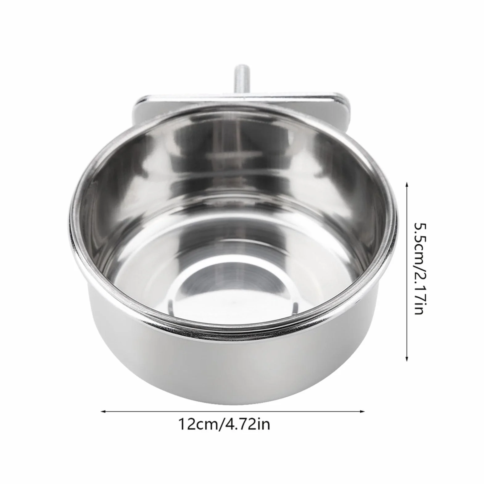 Appendere cibo regolabile acqua cibo ciotola di alimentazione in acciaio inox pappagallo parrocchetto alimentatore gabbia per uccelli accessorio bere tazza(M)