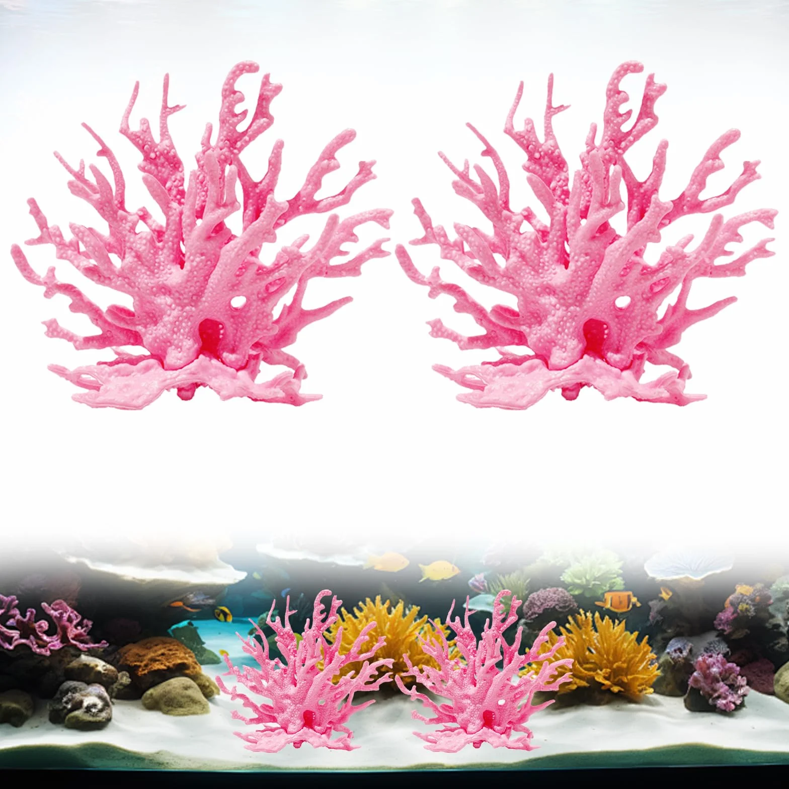 Corallo Artificiale Gamberetti Pianta Acquario Decorazione Paesaggio Acquatico (Rosa)