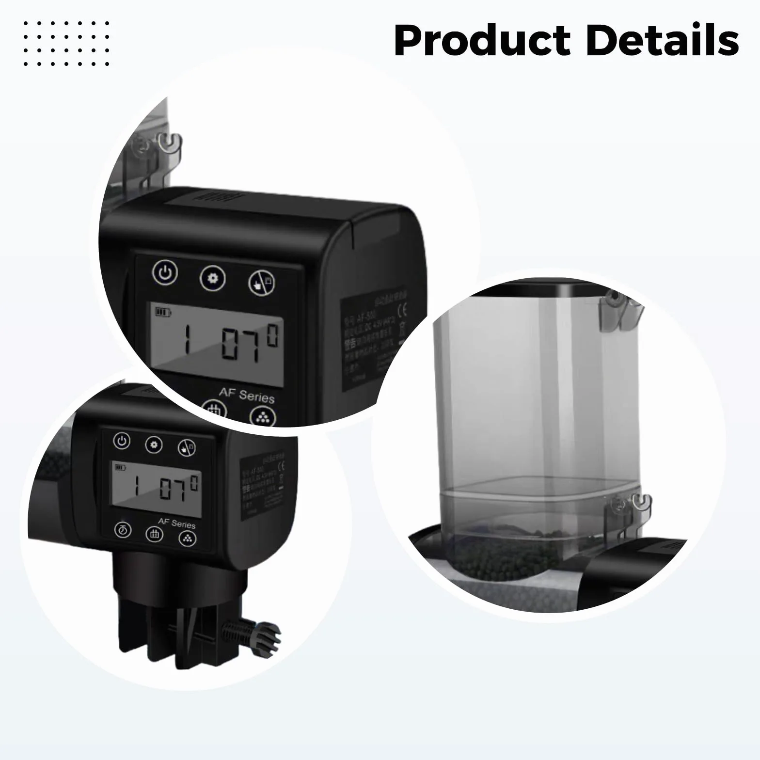 Distributore automatico per pesci per acquario, 250 ml, erogatore automatico con alimentazione a tempo regolabile, doppio supporto, indicatore visivo, batterie incluse, per pellet fino a 3 mm