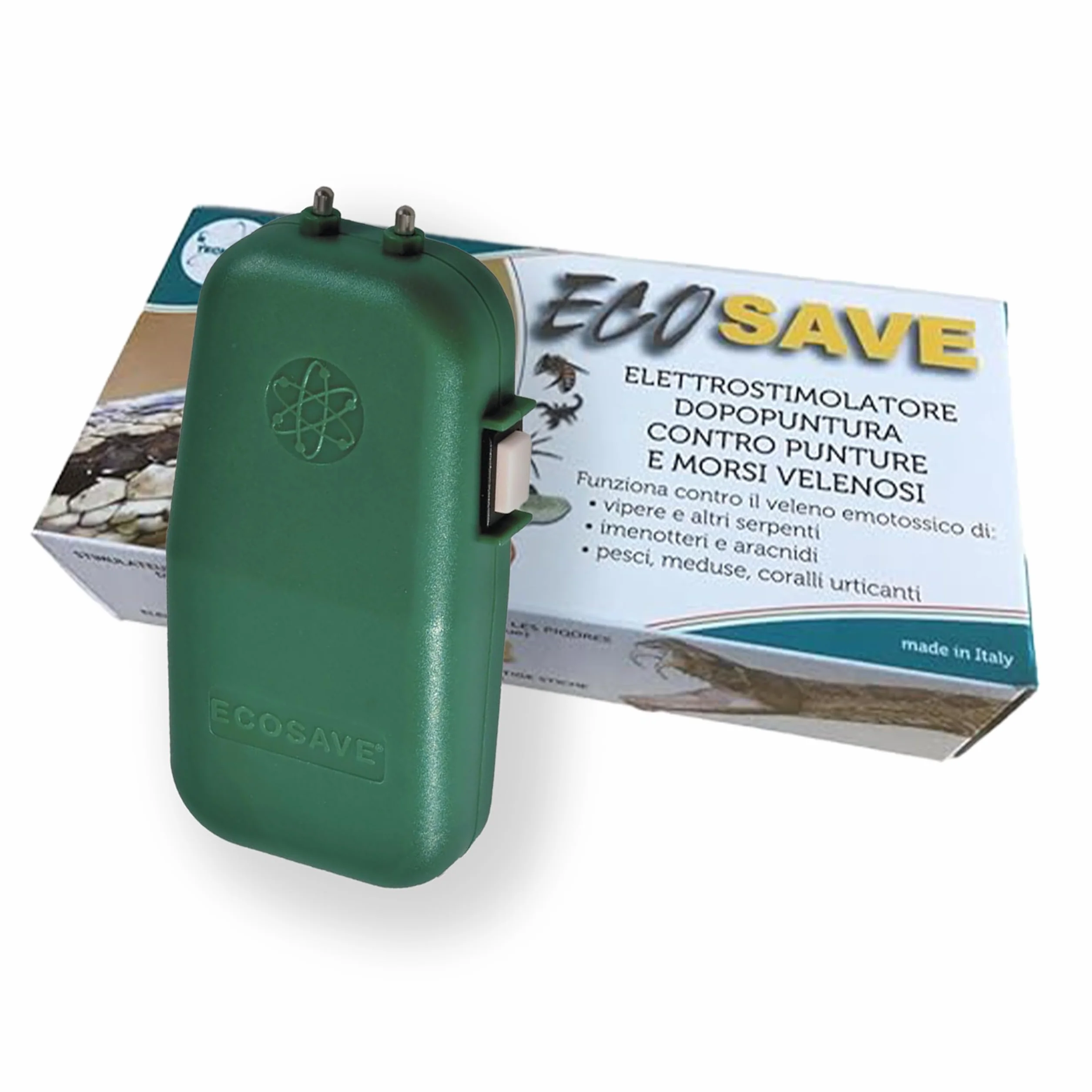 TECNIMED - Ecosave - Elettrostimolatore dopopuntura - Dispositivo di primo intervento contro punture e morsi velenosi tramite il rilascio di microimpulsi elettrici - Made in Italy
